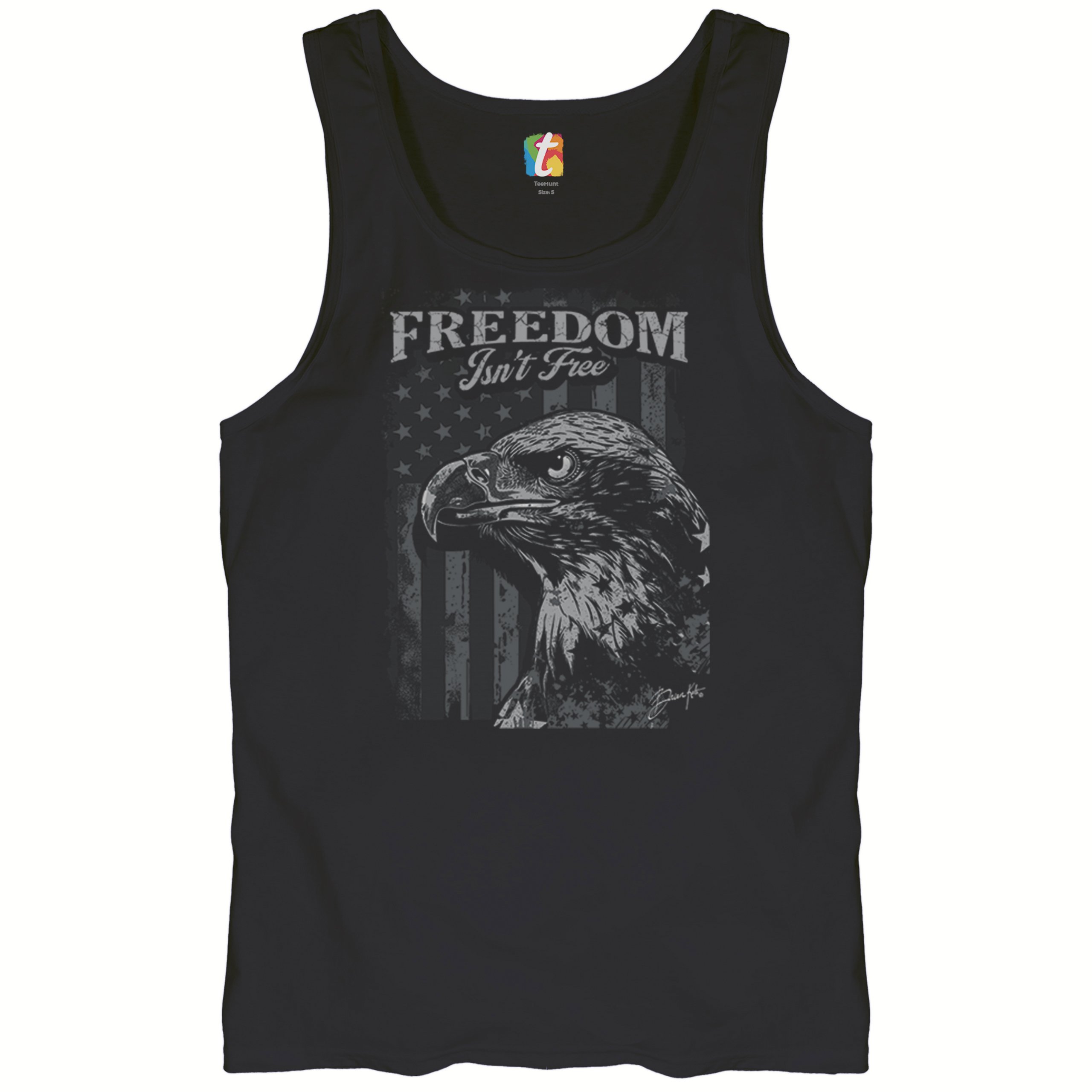 Freedom Isn’t Free Eagle Tank Top Patriotic American Military DD 214 Men's Top - Picture 6 of 15