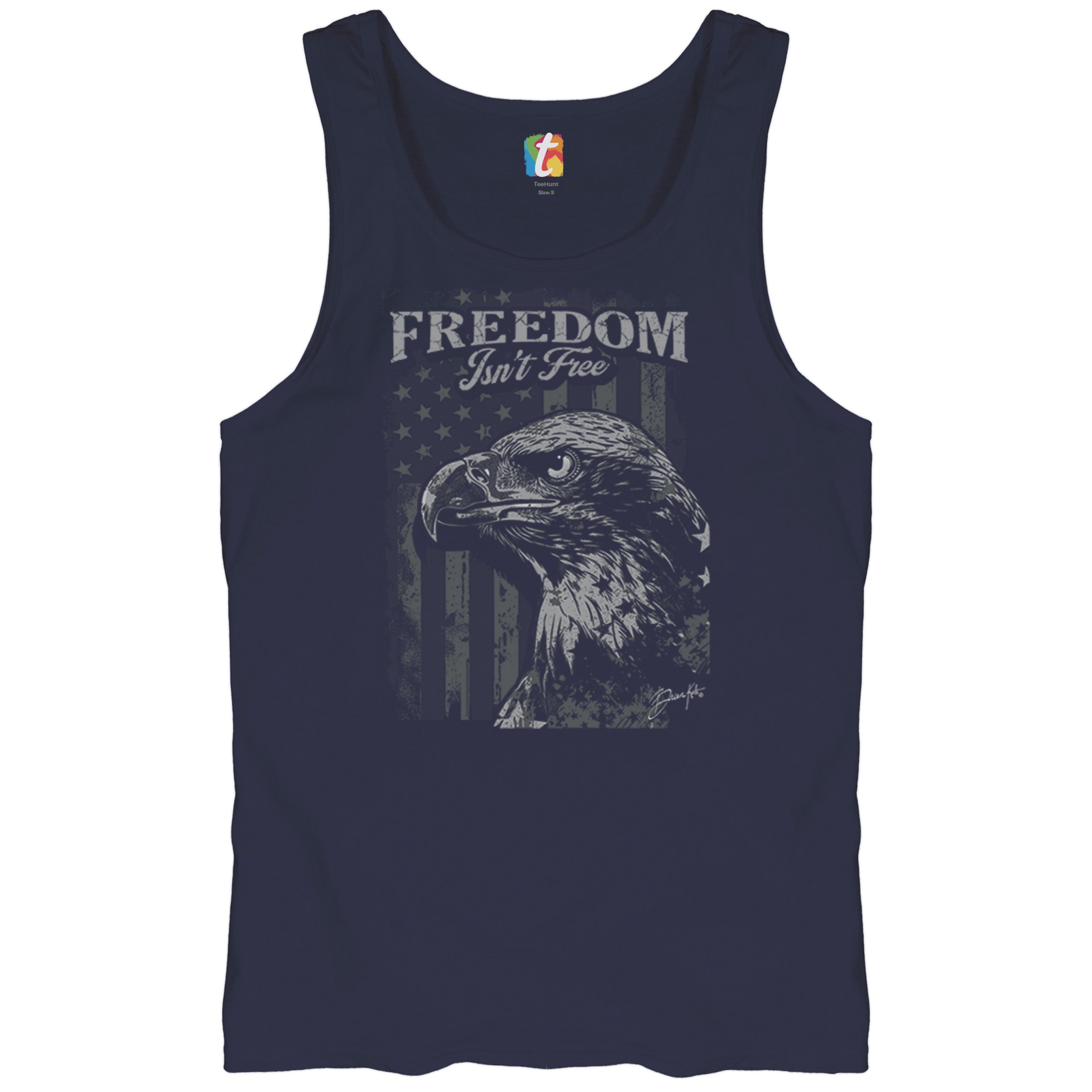 Freedom Isn’t Free Eagle Tank Top Patriotic American Military DD 214 Men's Top - Picture 13 of 15