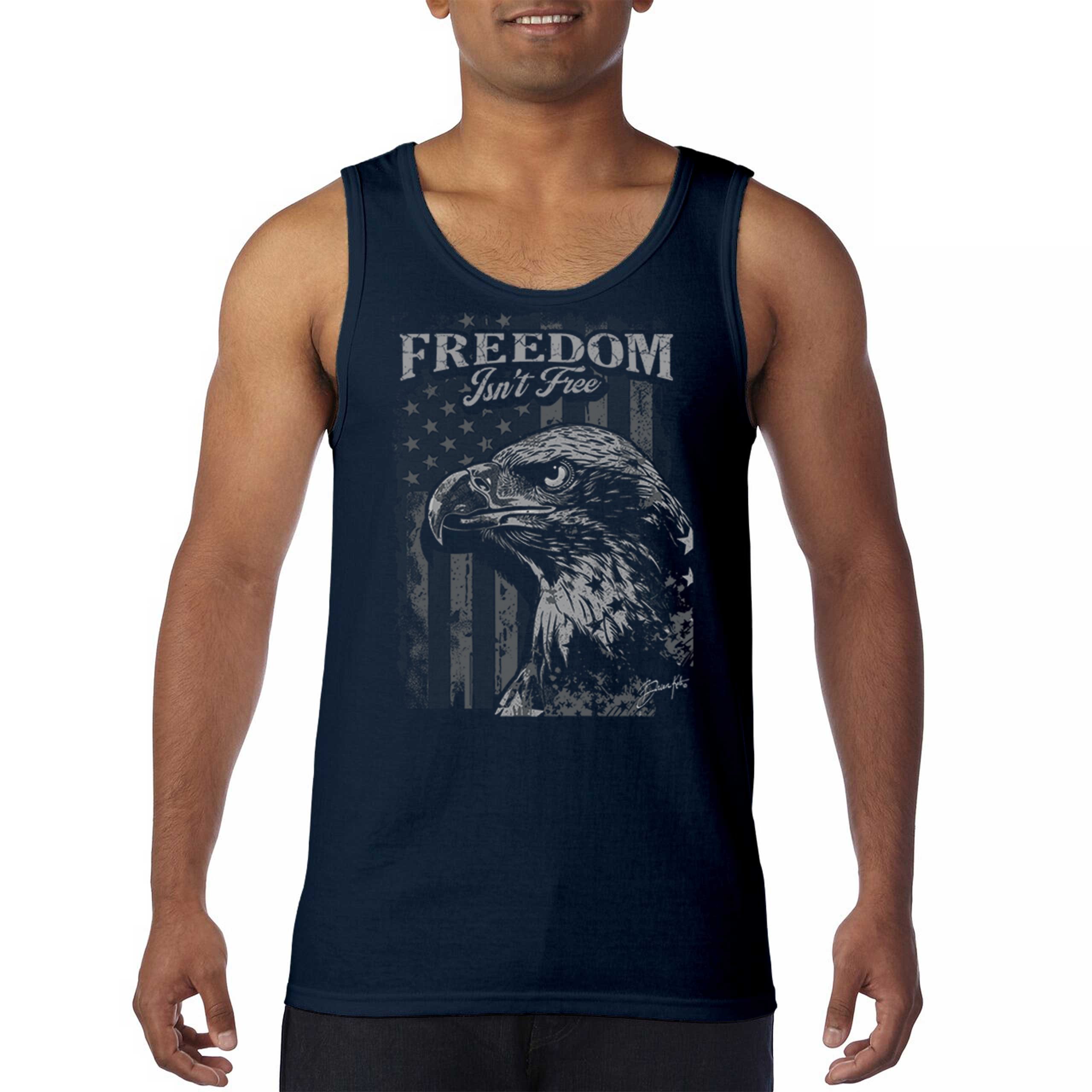 Freedom Isn’t Free Eagle Tank Top Patriotic American Military DD 214 Men's Top - Picture 9 of 15