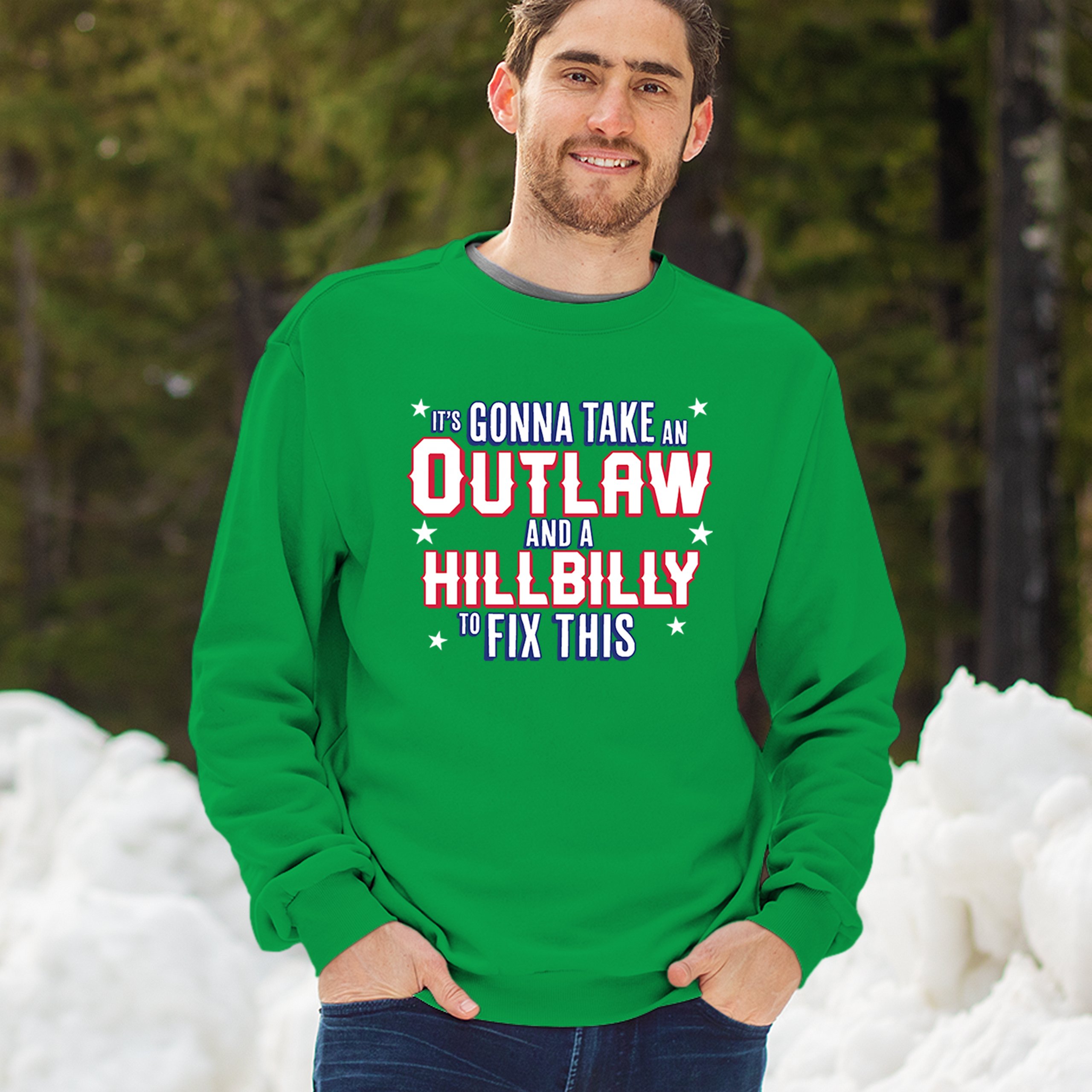 It's Gonna Take an Outlaw and a Hillbilly Trump 24 Sweatshirt MAGA USA Crewneck