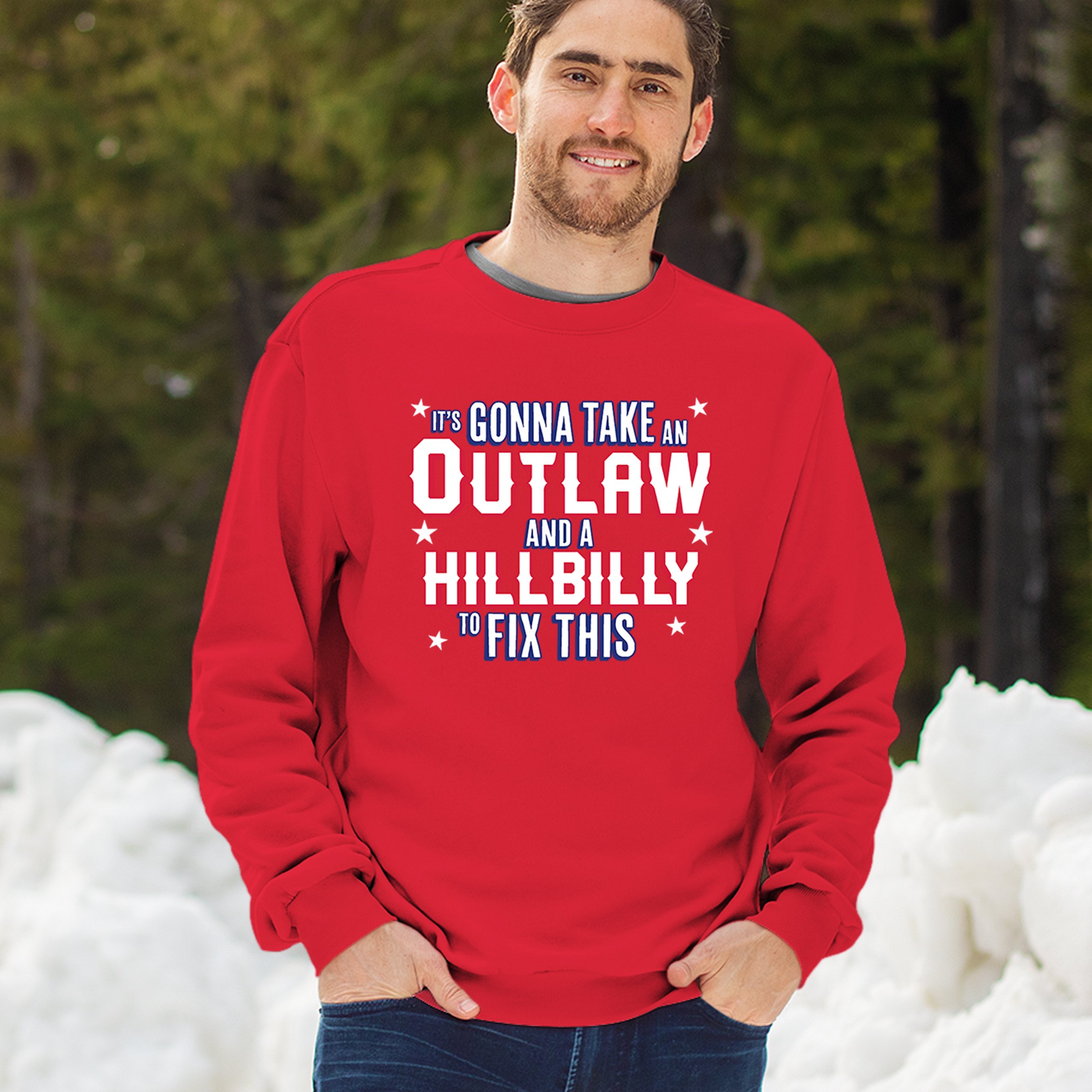 It's Gonna Take an Outlaw and a Hillbilly Trump 24 Sweatshirt MAGA USA Crewneck