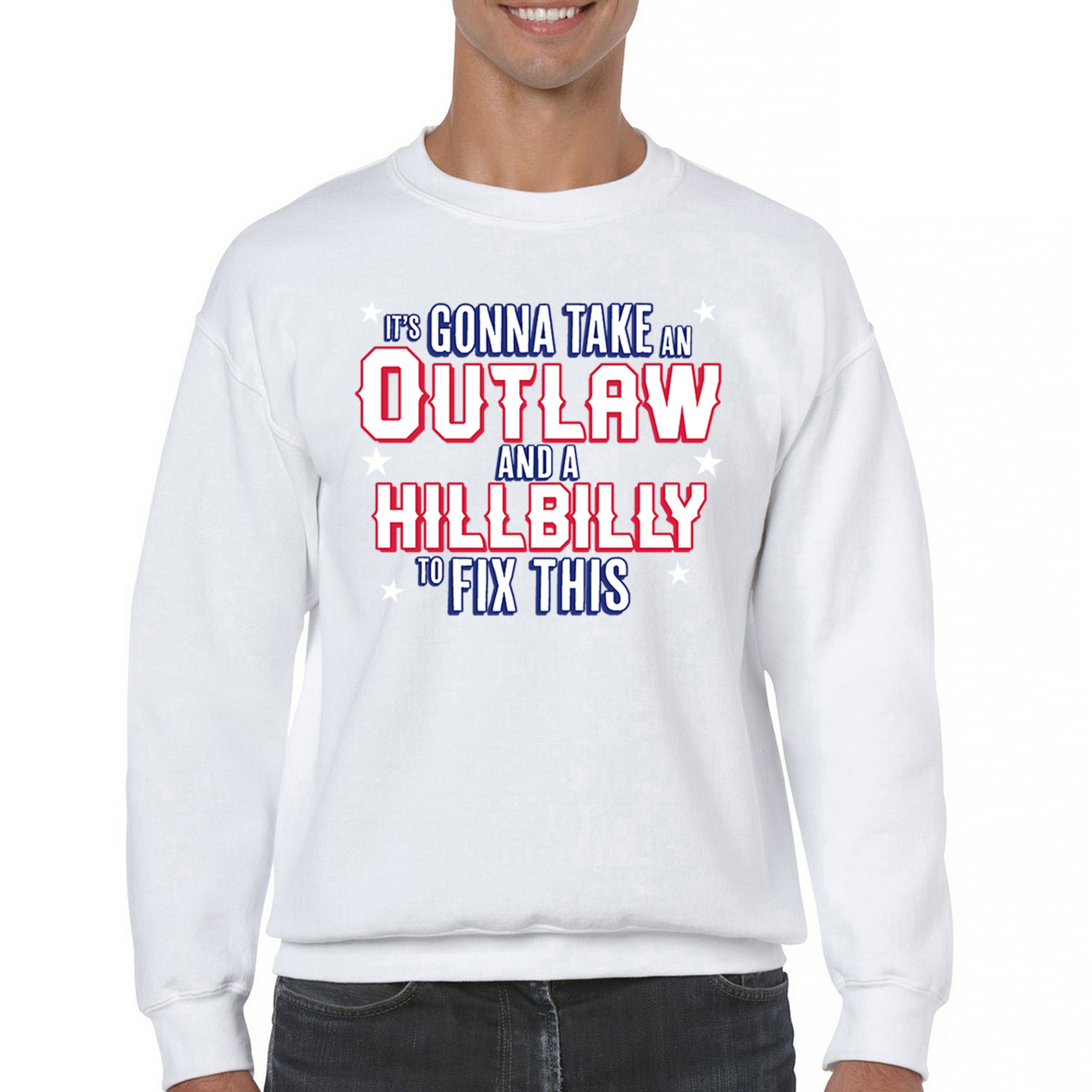 It's Gonna Take an Outlaw and a Hillbilly Trump 24 Sweatshirt MAGA USA Crewneck