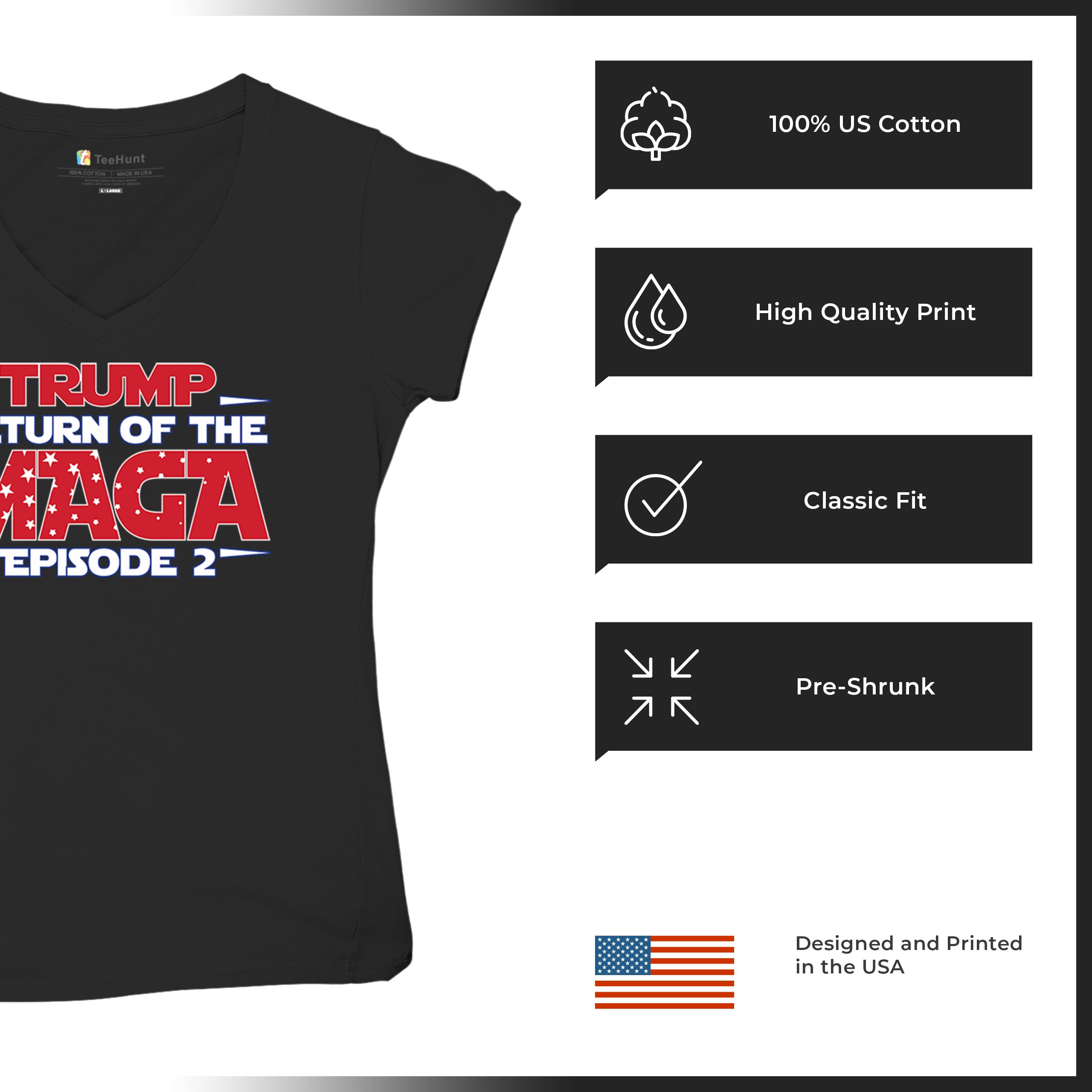 Trump Return of the MAGA Episode 2 Women's V-Neck T-shirt 47th President Tee - Picture 7 of 71