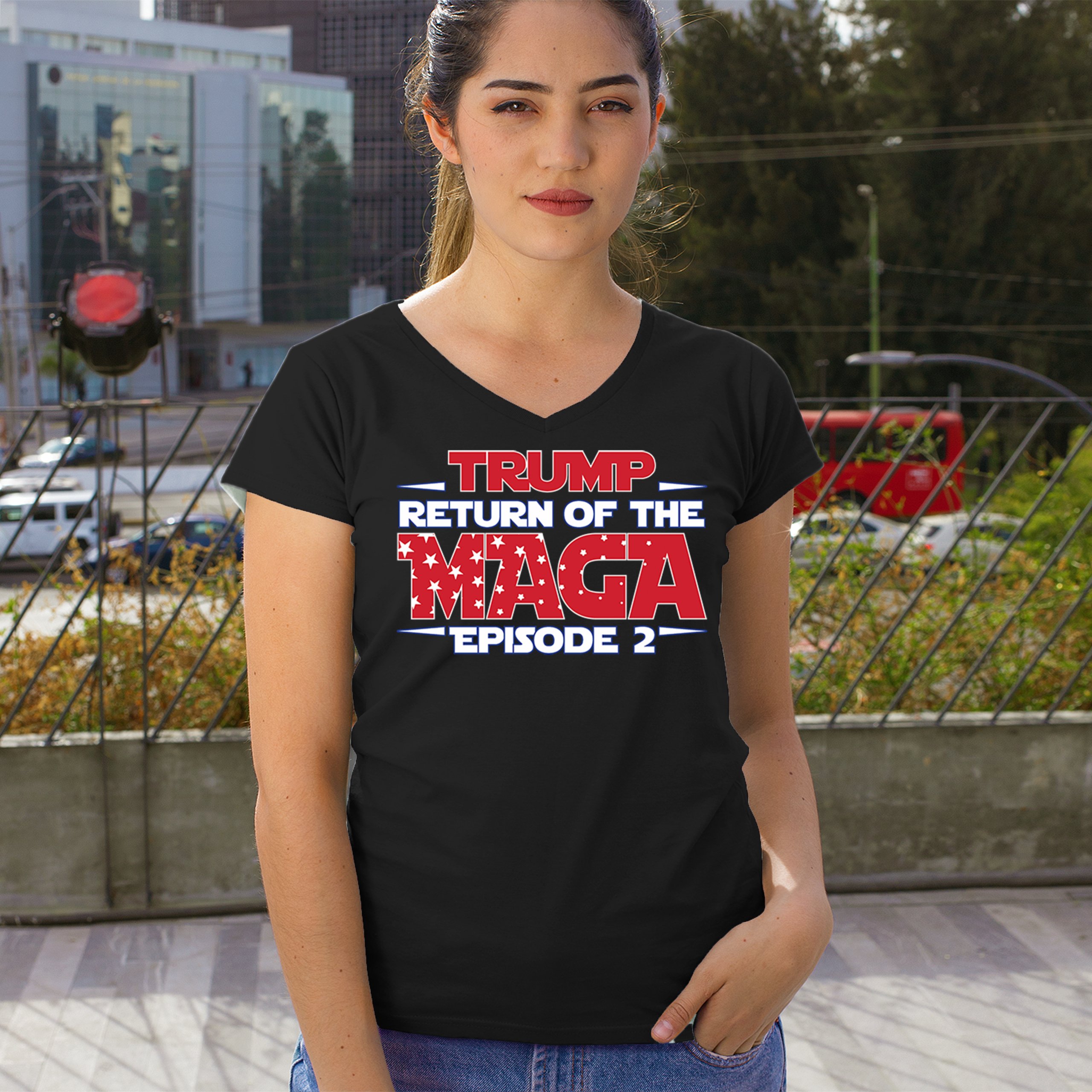 Trump Return of the MAGA Episode 2 Women's V-Neck T-shirt 47th President Tee - Picture 5 of 71
