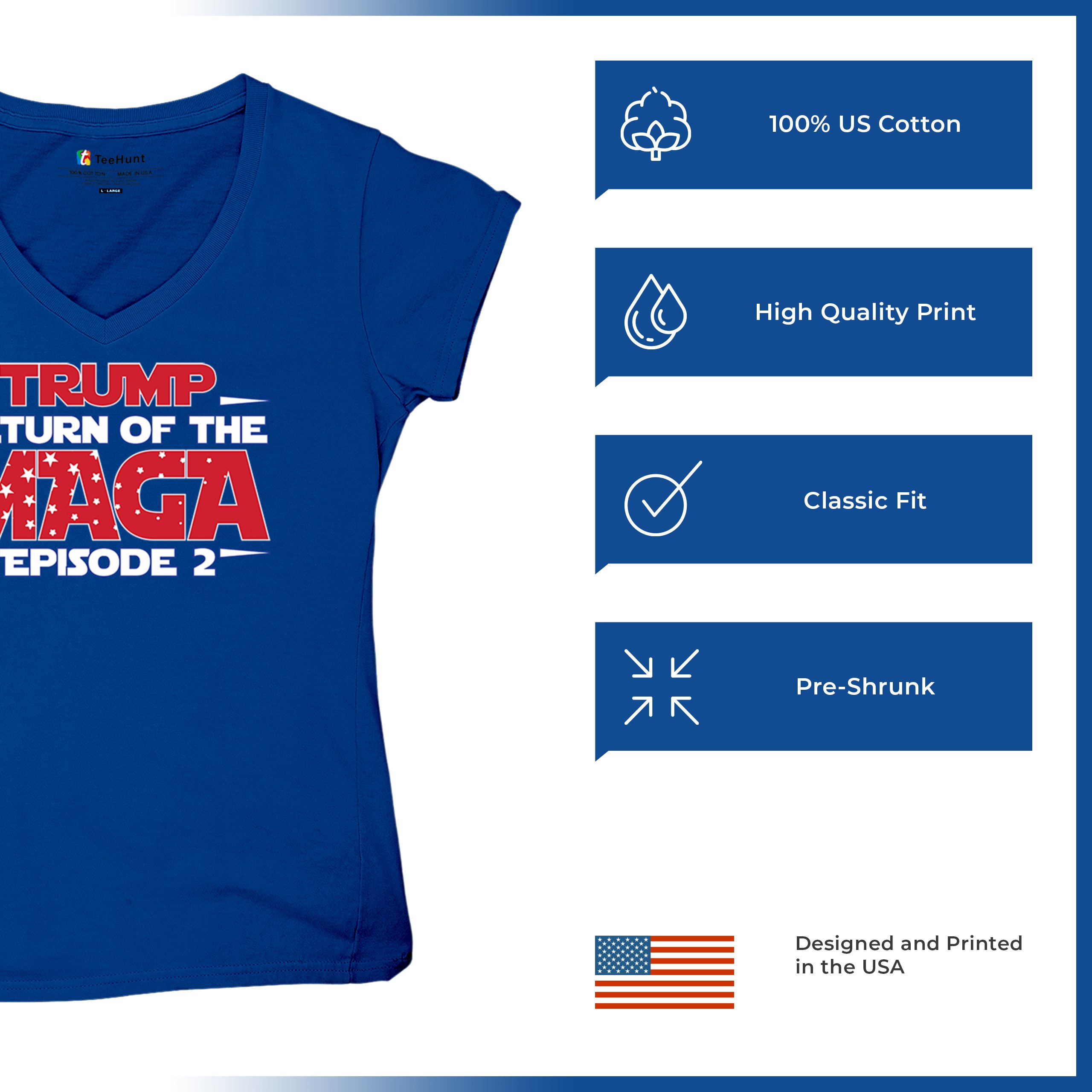 Trump Return of the MAGA Episode 2 Women's V-Neck T-shirt 47th President Tee - Picture 21 of 71