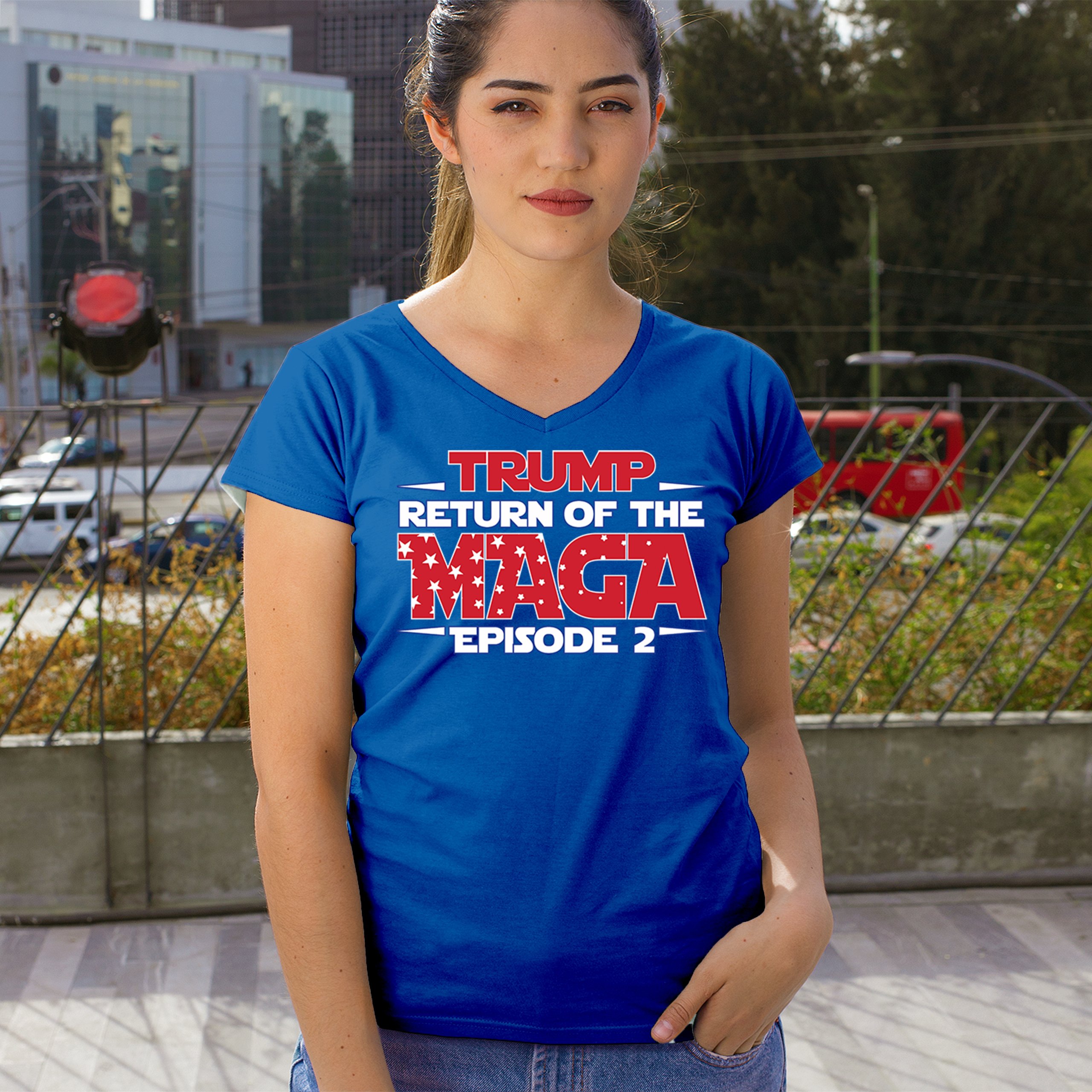 Trump Return of the MAGA Episode 2 Women's V-Neck T-shirt 47th President Tee - Picture 19 of 71