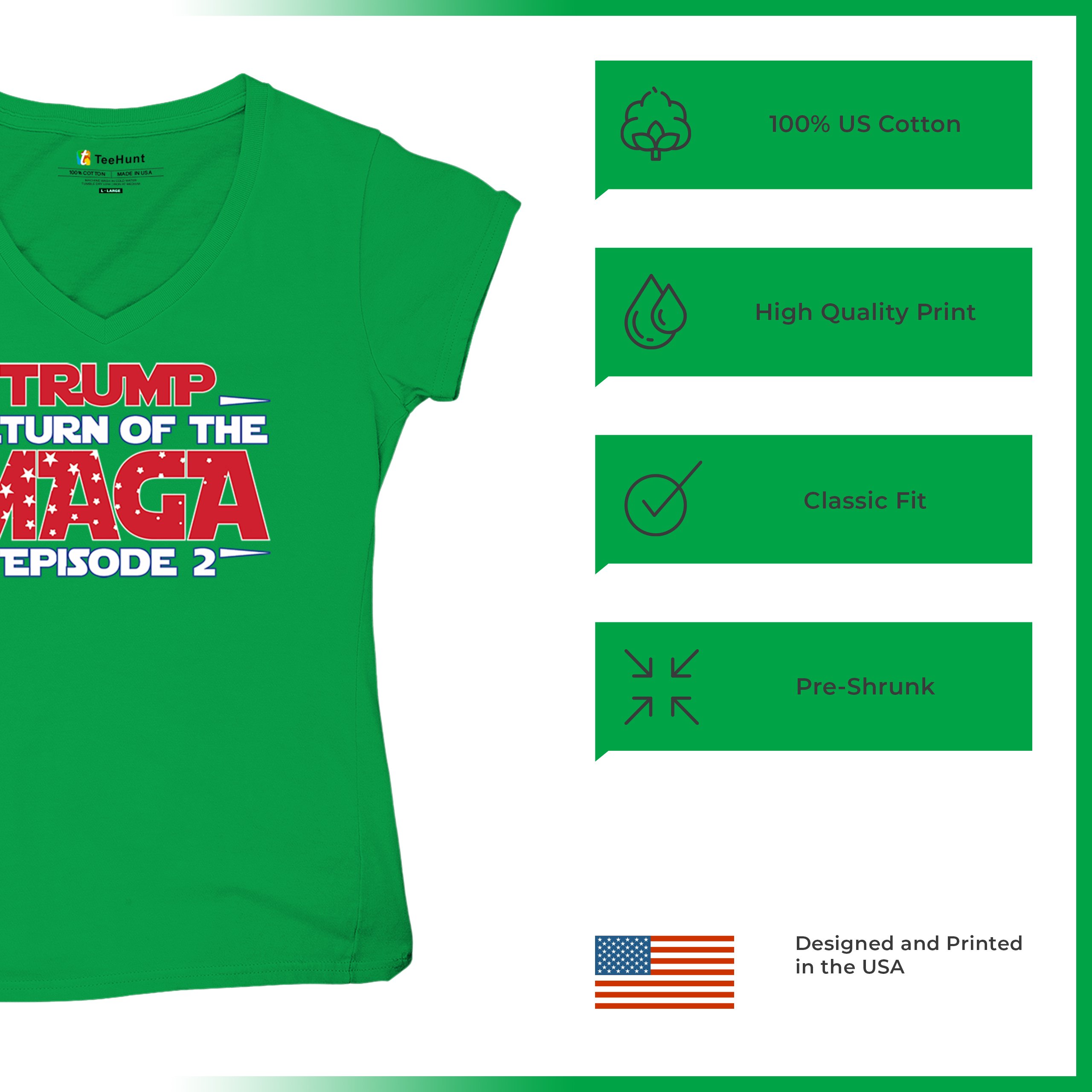 Trump Return of the MAGA Episode 2 Women's V-Neck T-shirt 47th President Tee - Picture 56 of 71
