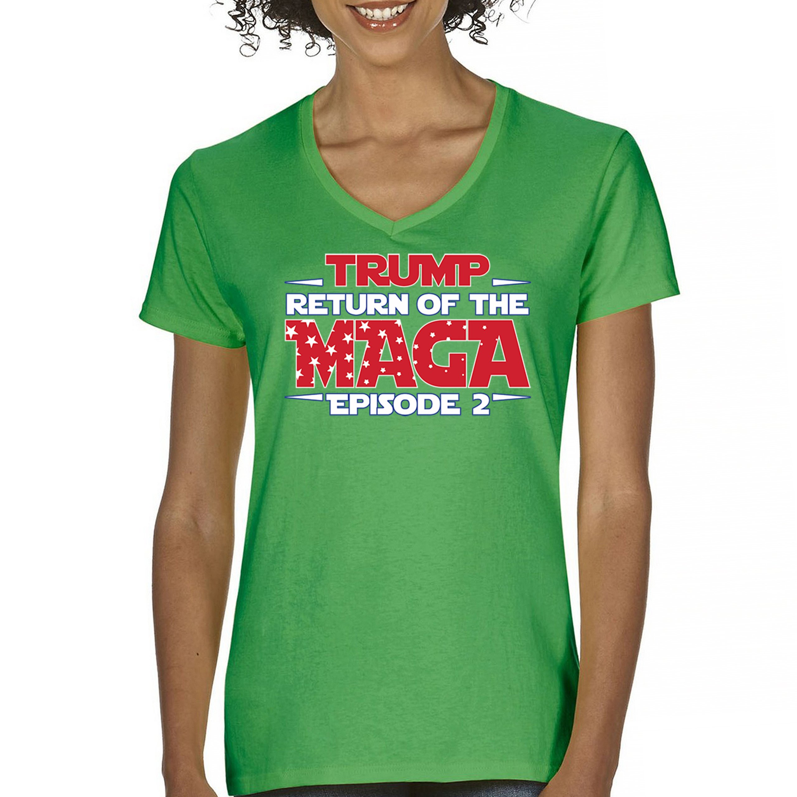 Trump Return of the MAGA Episode 2 Women's V-Neck T-shirt 47th President Tee - Picture 51 of 71