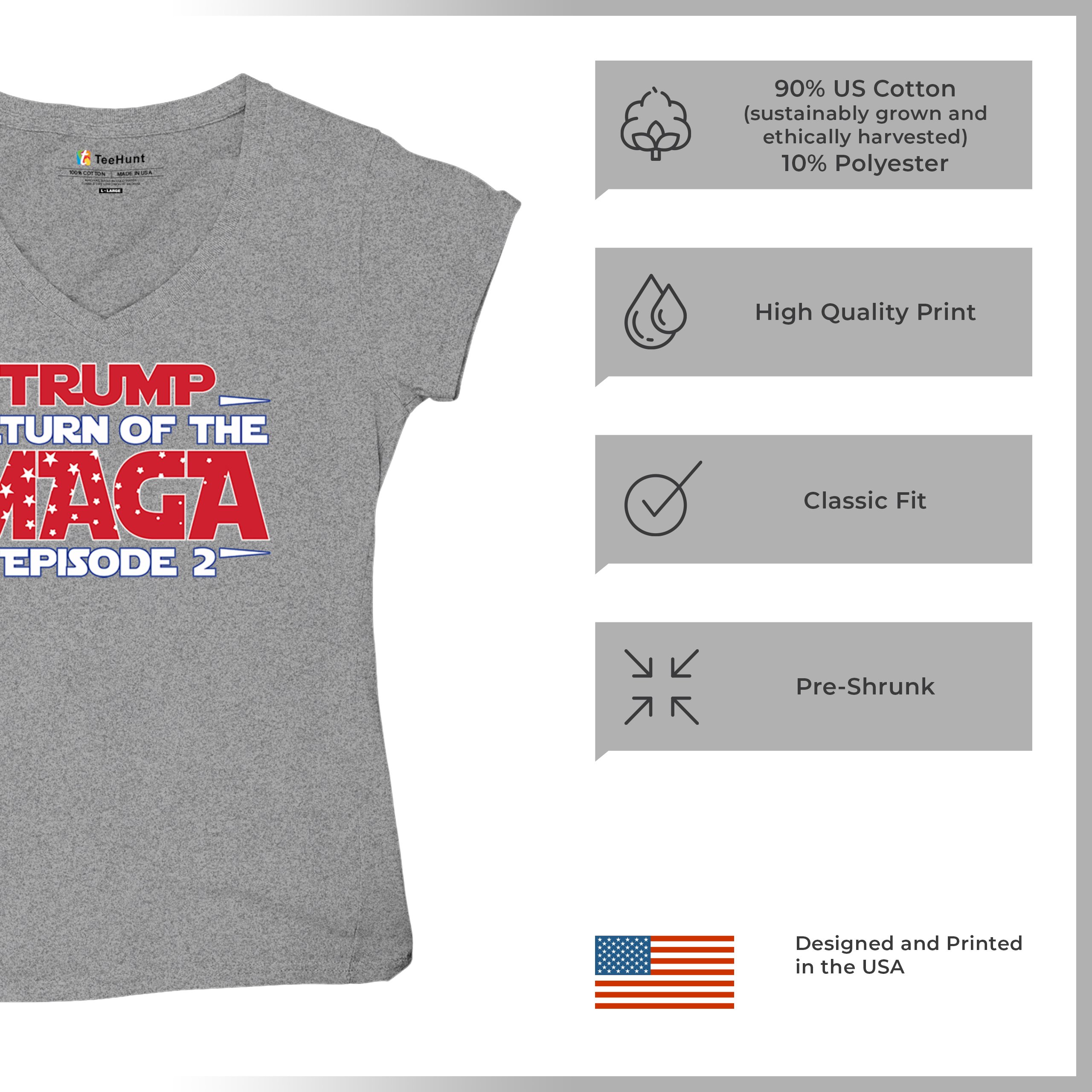 Trump Return of the MAGA Episode 2 Women's V-Neck T-shirt 47th President Tee - Picture 14 of 71