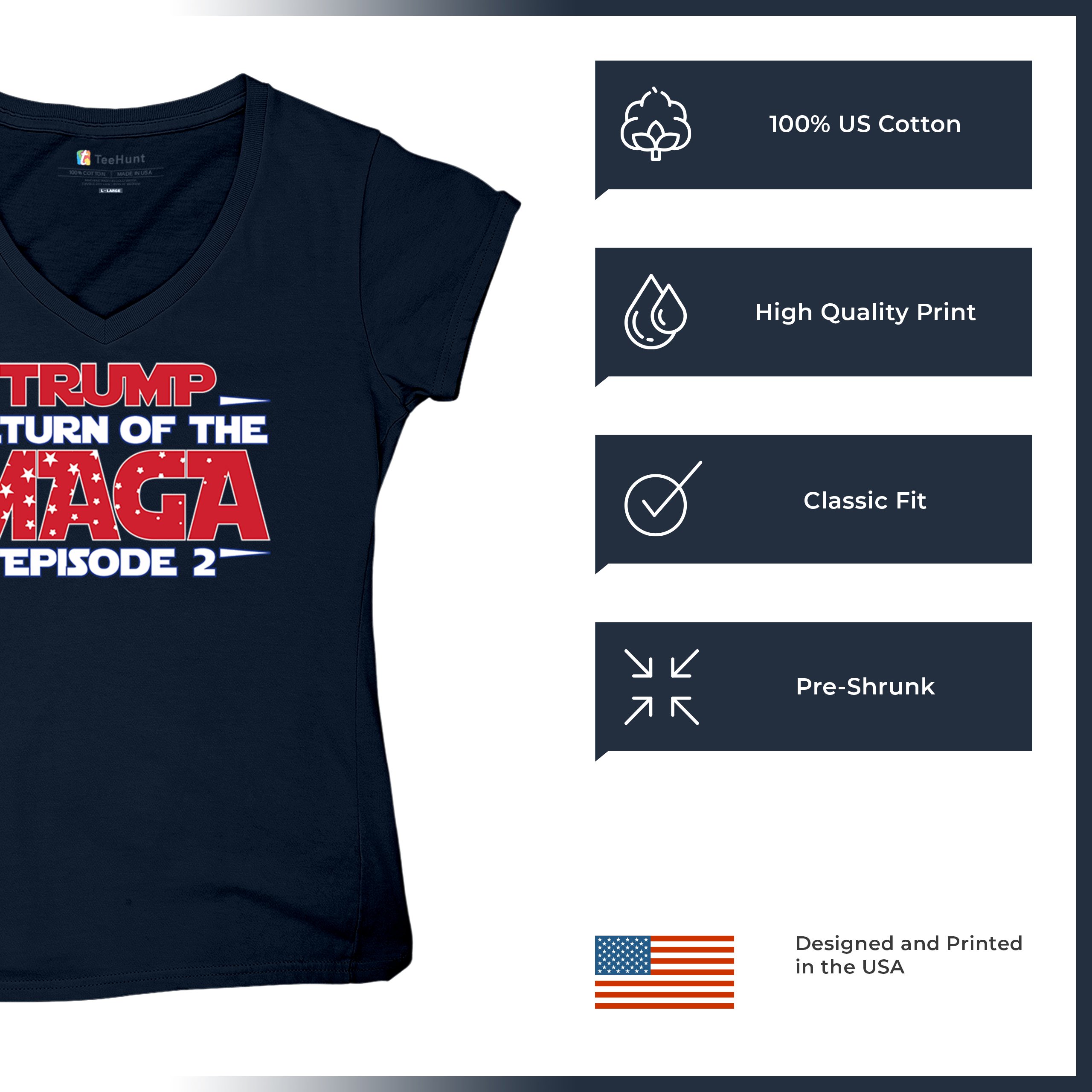 Trump Return of the MAGA Episode 2 Women's V-Neck T-shirt 47th President Tee - Picture 49 of 71