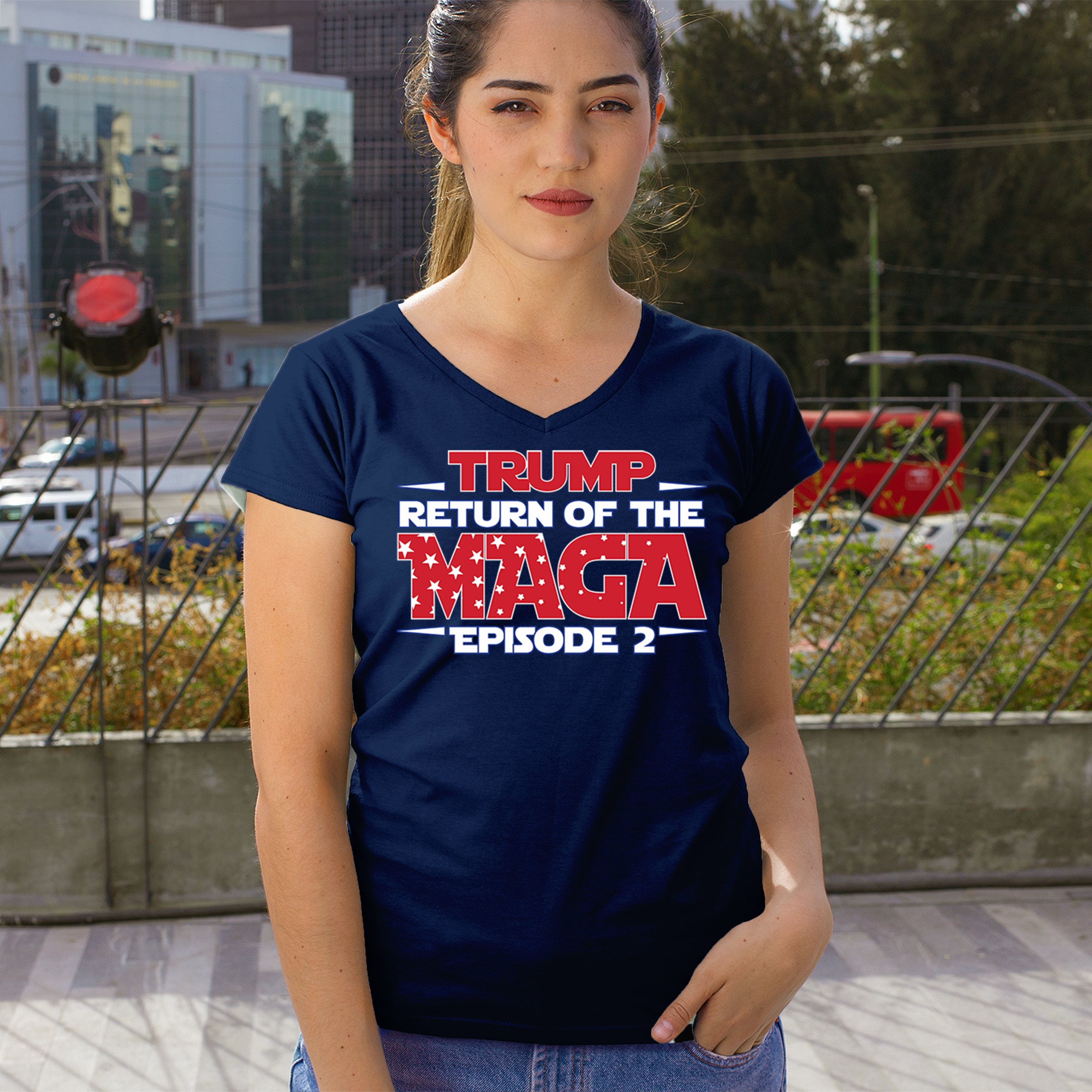 Trump Return of the MAGA Episode 2 Women's V-Neck T-shirt 47th President Tee - Picture 47 of 71