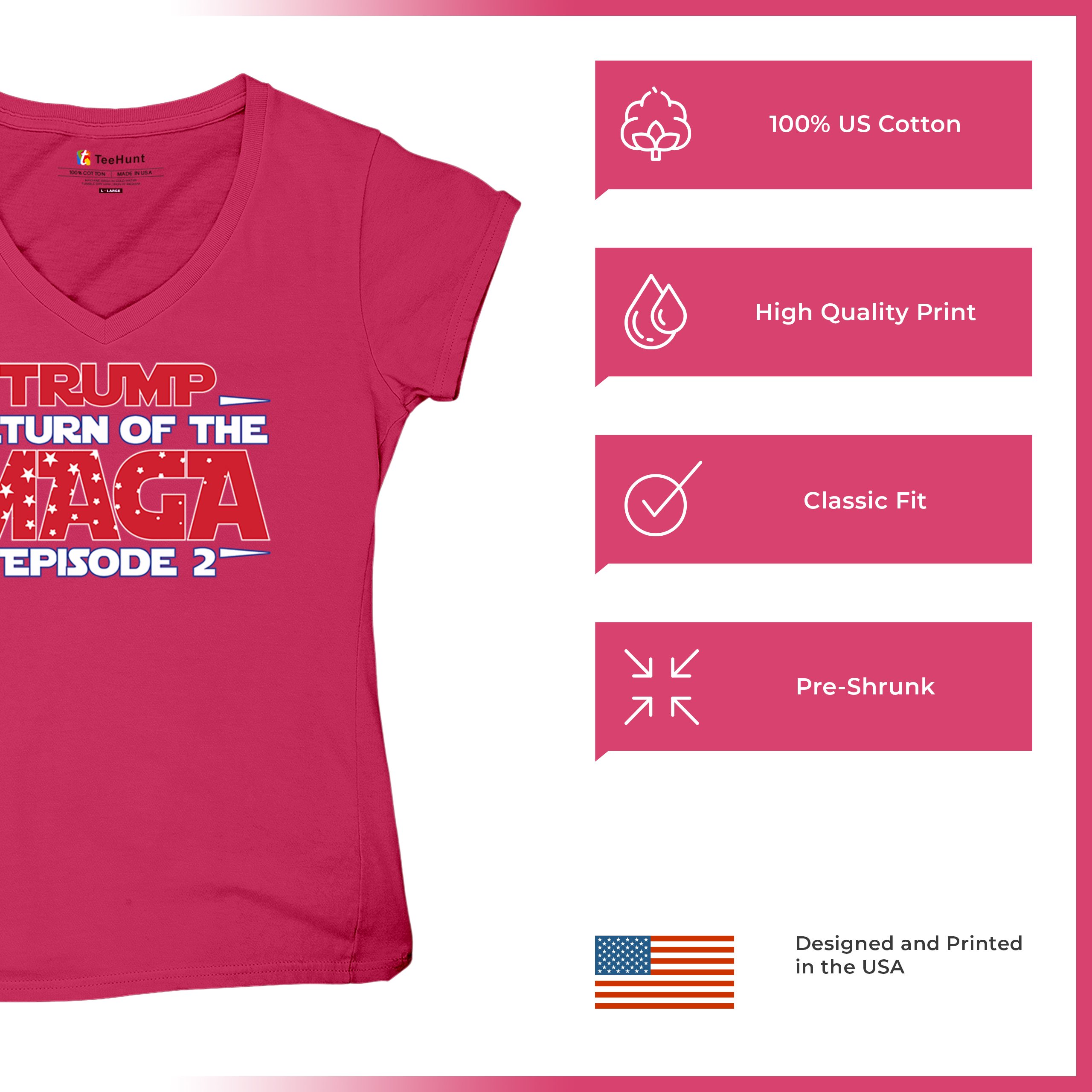 Trump Return of the MAGA Episode 2 Women's V-Neck T-shirt 47th President Tee - Picture 63 of 71