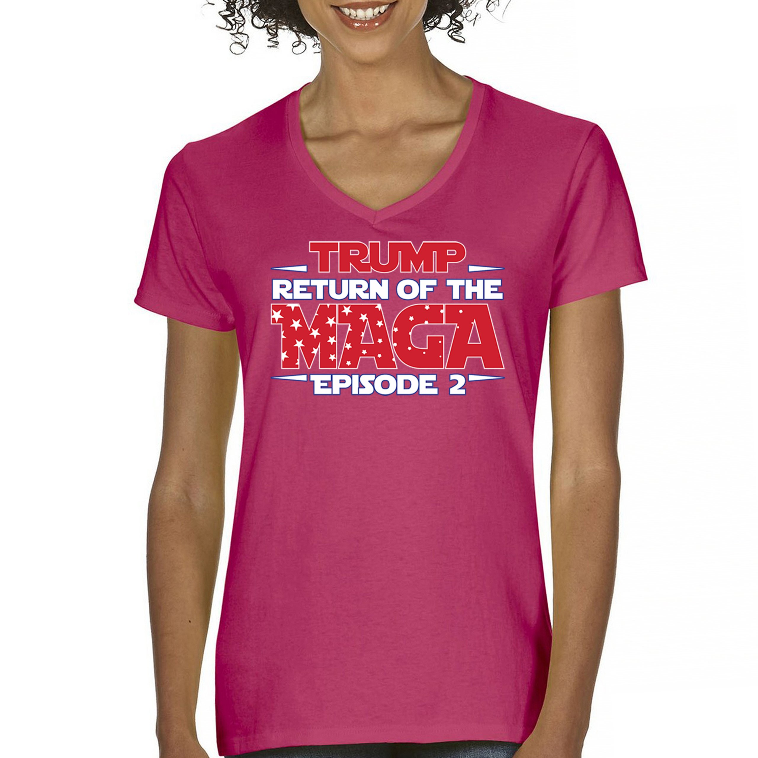 Trump Return of the MAGA Episode 2 Women's V-Neck T-shirt 47th President Tee - Picture 58 of 71