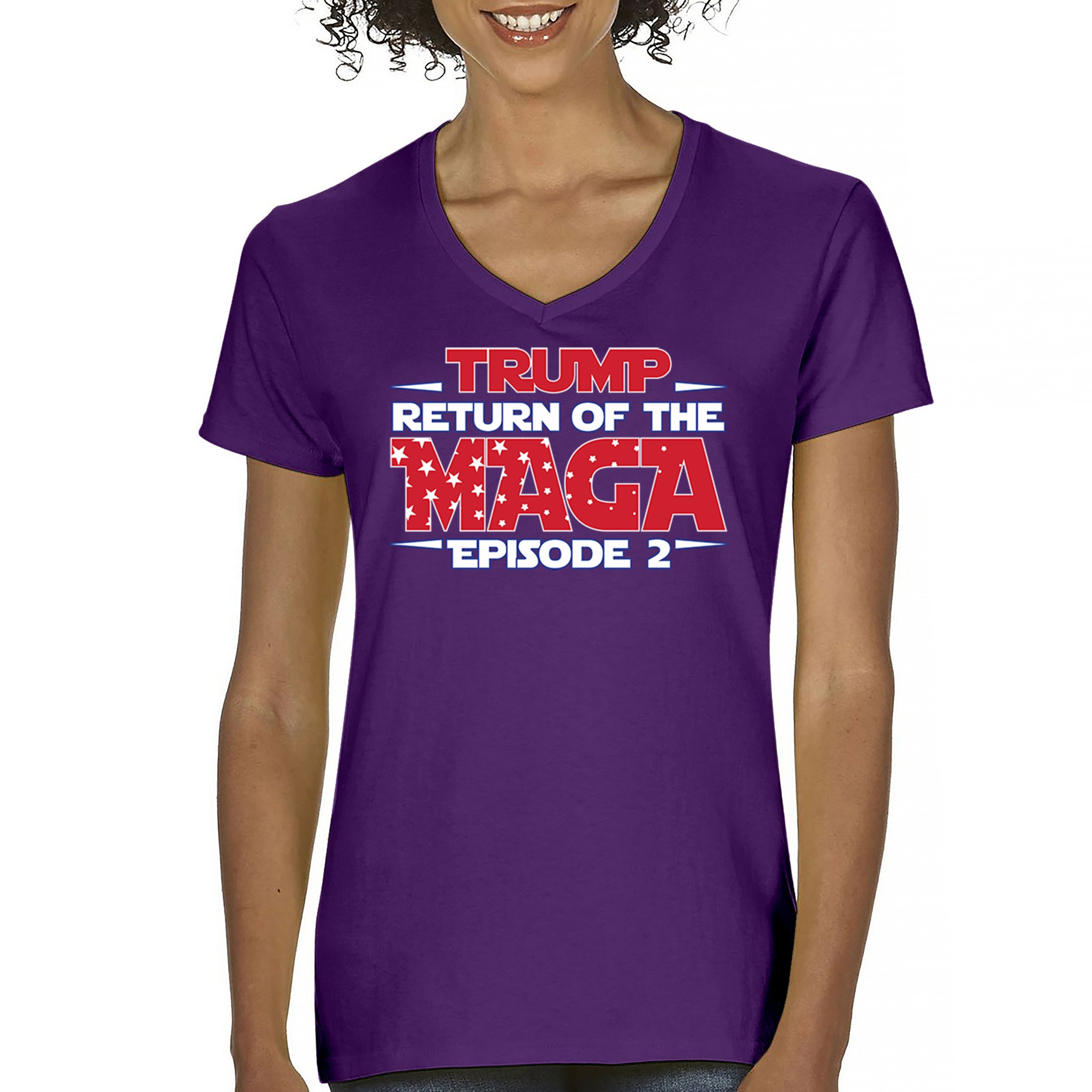 Trump Return of the MAGA Episode 2 Women's V-Neck T-shirt 47th President Tee - Picture 23 of 71