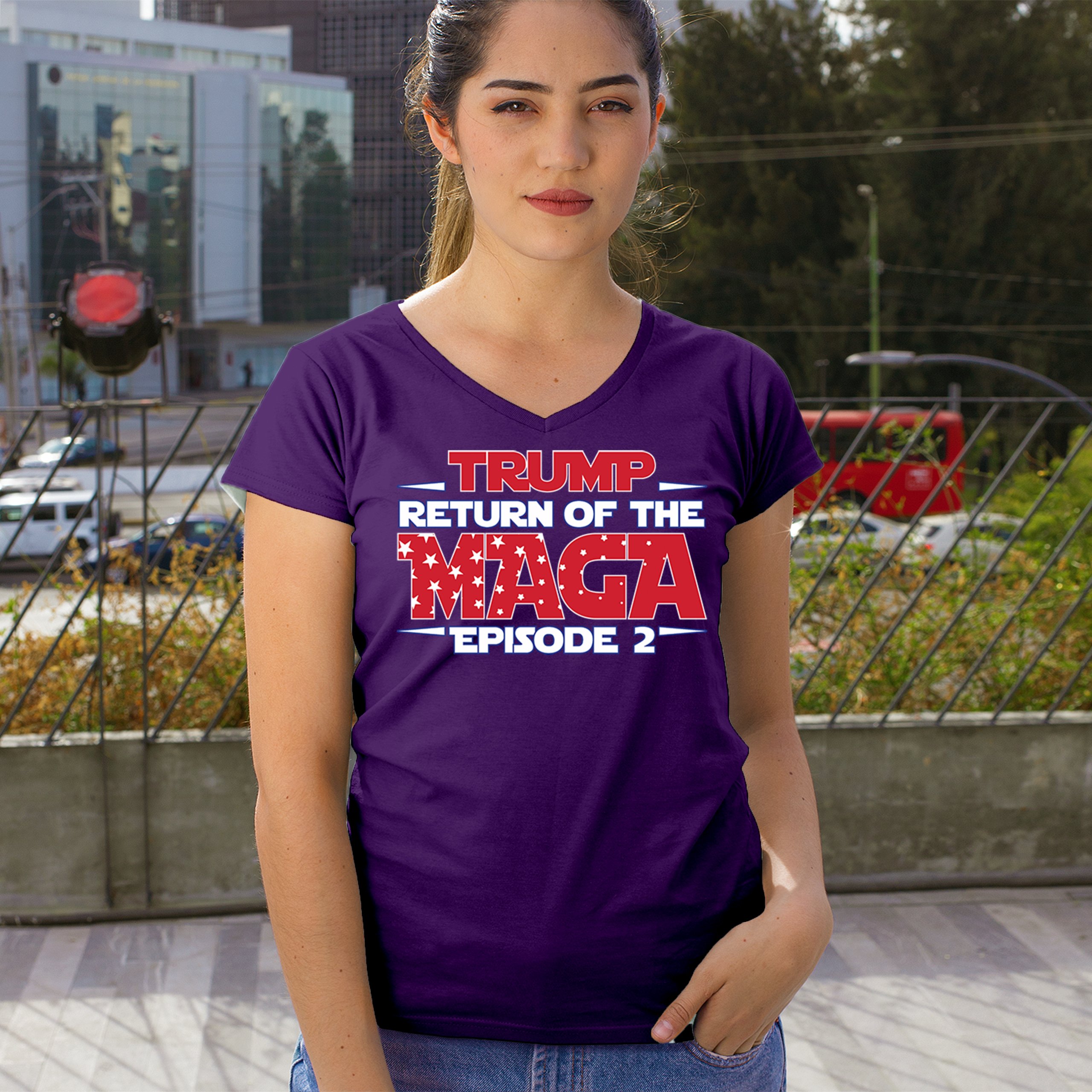 Trump Return of the MAGA Episode 2 Women's V-Neck T-shirt 47th President Tee - Picture 26 of 71