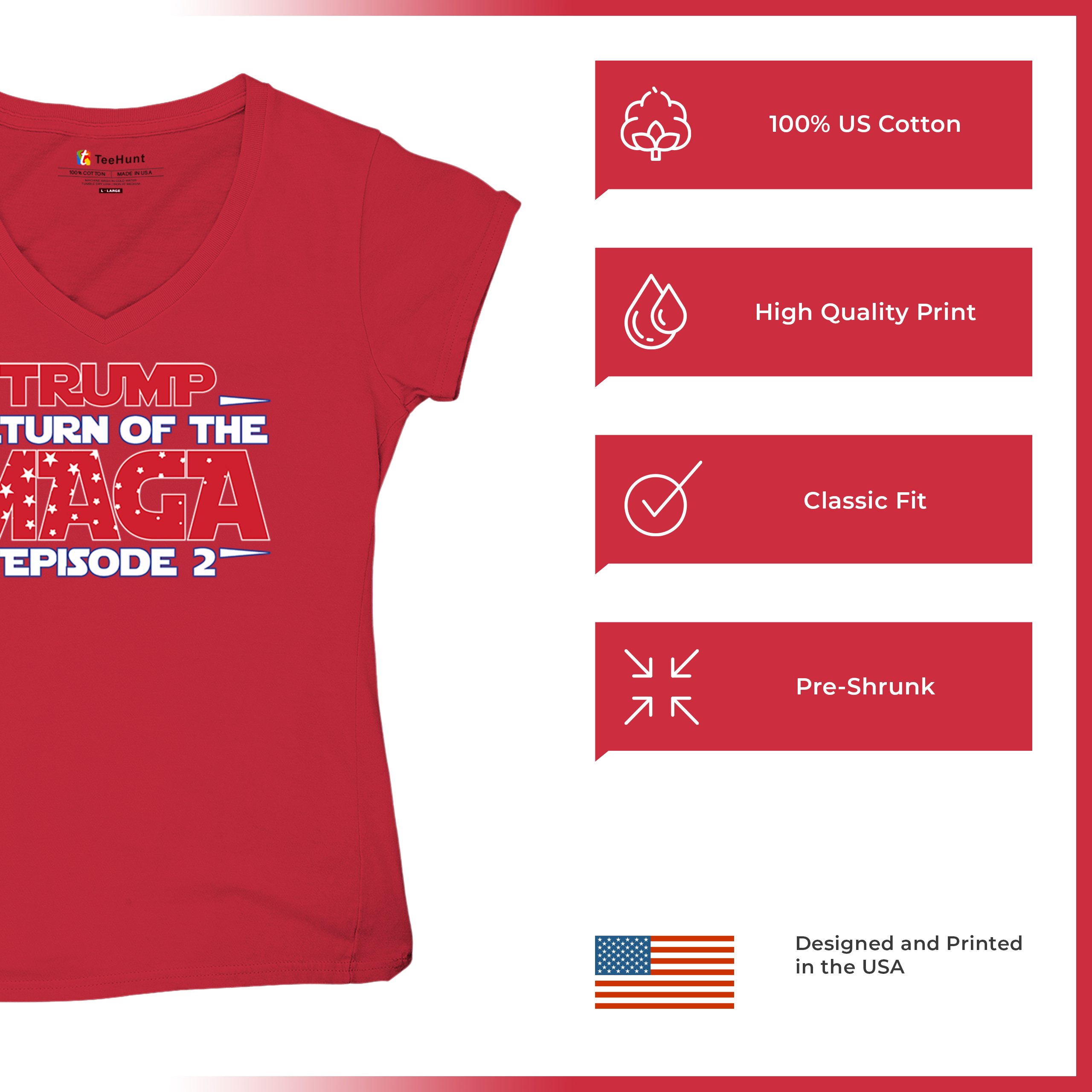 Trump Return of the MAGA Episode 2 Women's V-Neck T-shirt 47th President Tee - Picture 35 of 71