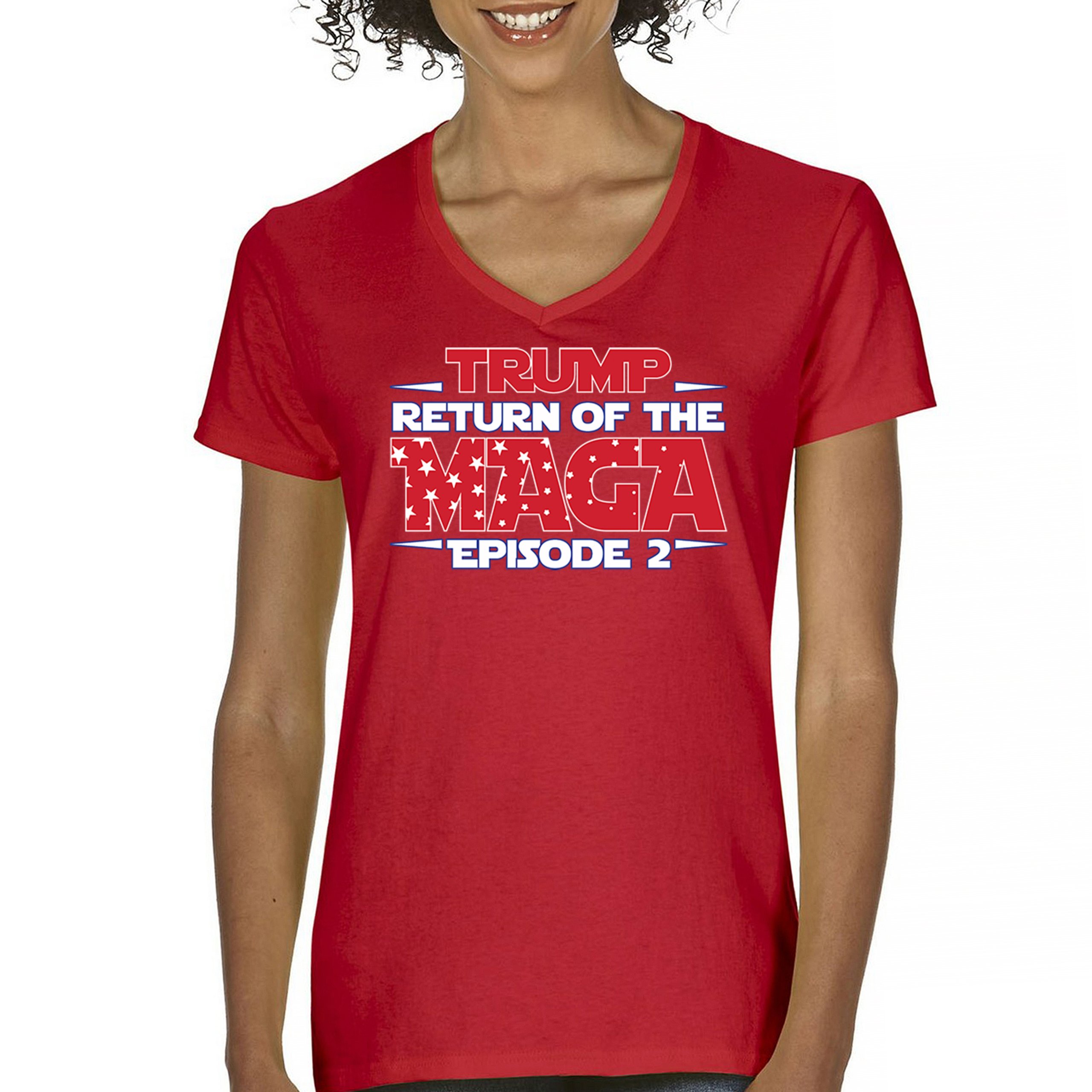 Trump Return of the MAGA Episode 2 Women's V-Neck T-shirt 47th President Tee - Picture 30 of 71