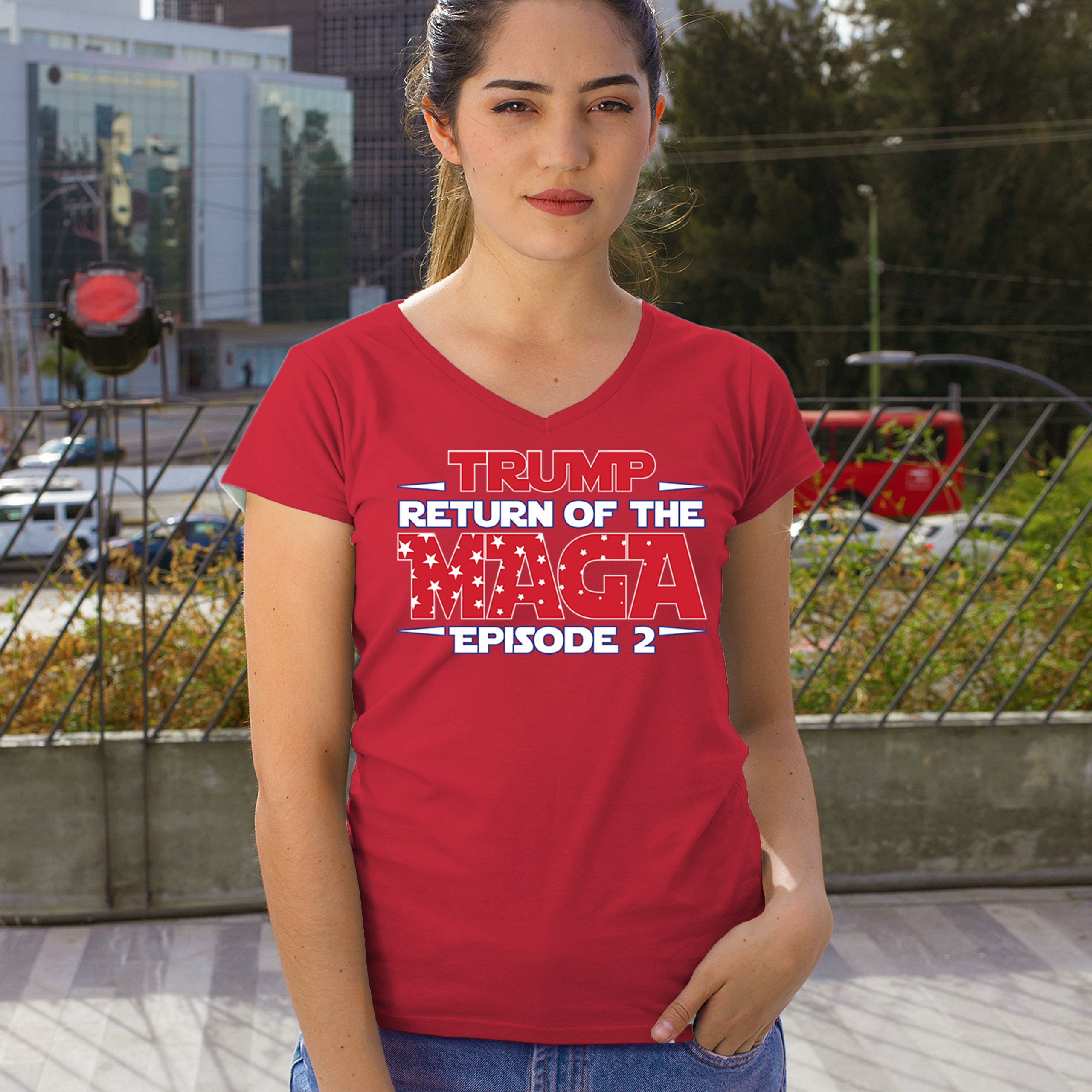 Trump Return of the MAGA Episode 2 Women's V-Neck T-shirt 47th President Tee - Picture 33 of 71