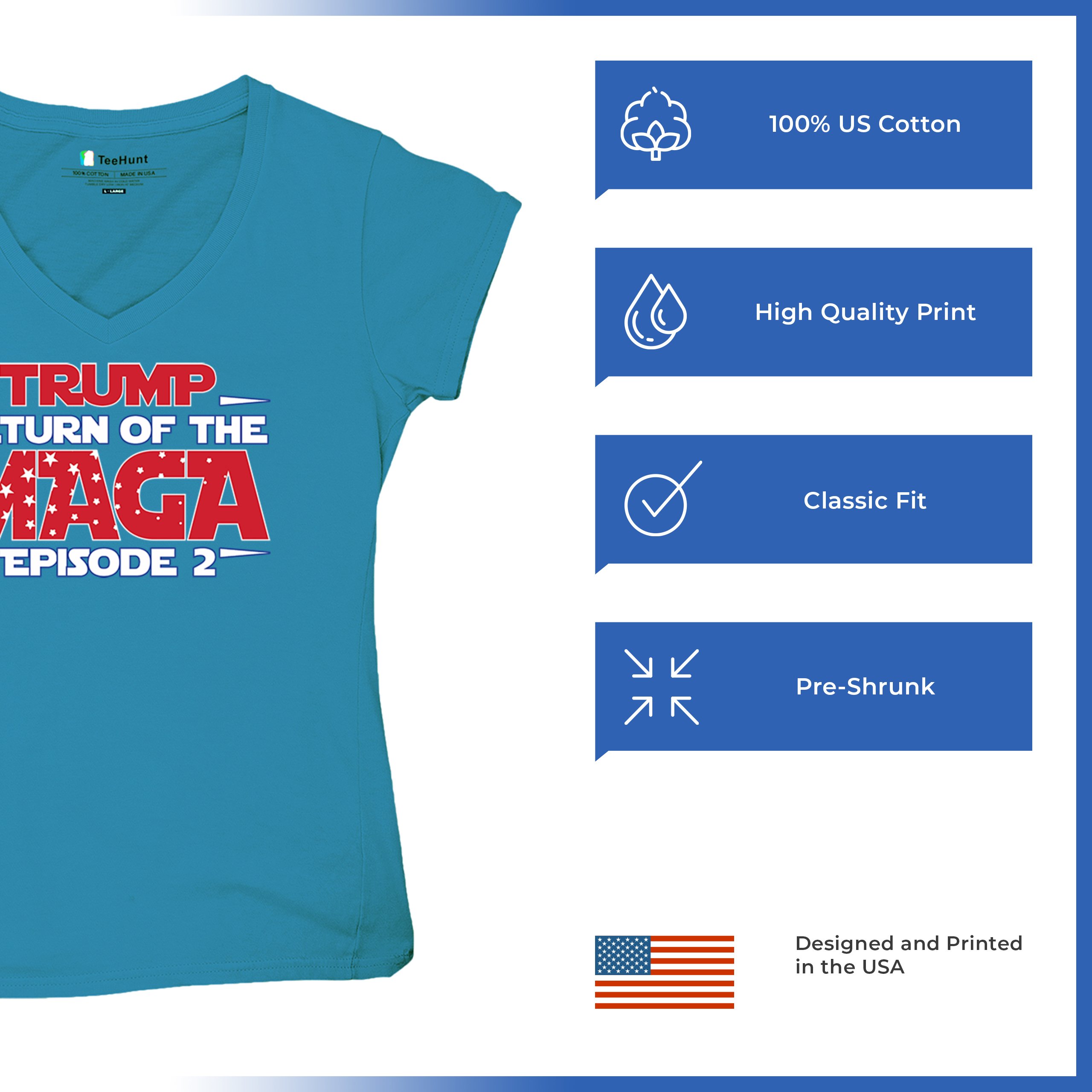 Trump Return of the MAGA Episode 2 Women's V-Neck T-shirt 47th President Tee - Picture 70 of 71