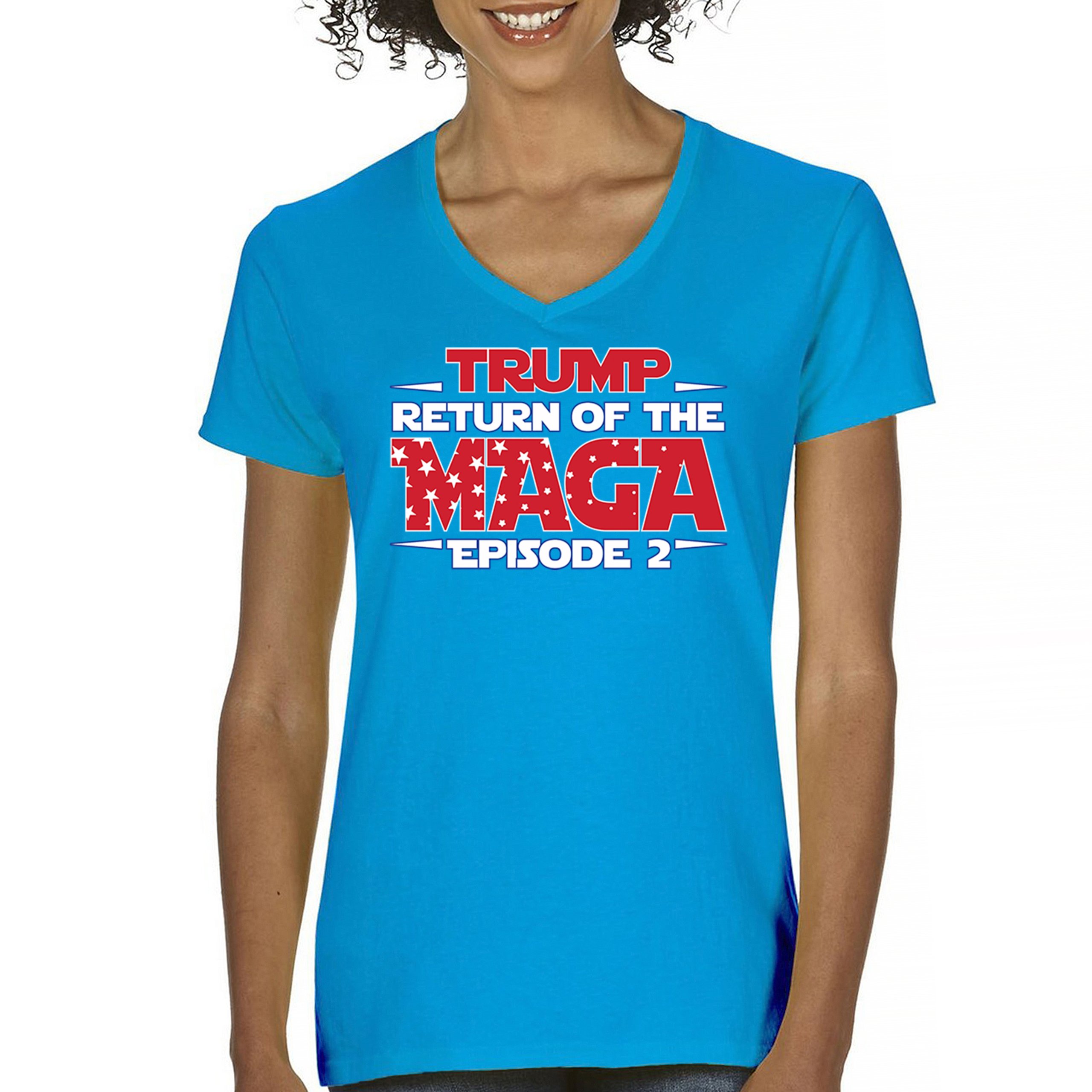 Trump Return of the MAGA Episode 2 Women's V-Neck T-shirt 47th President Tee - Picture 65 of 71