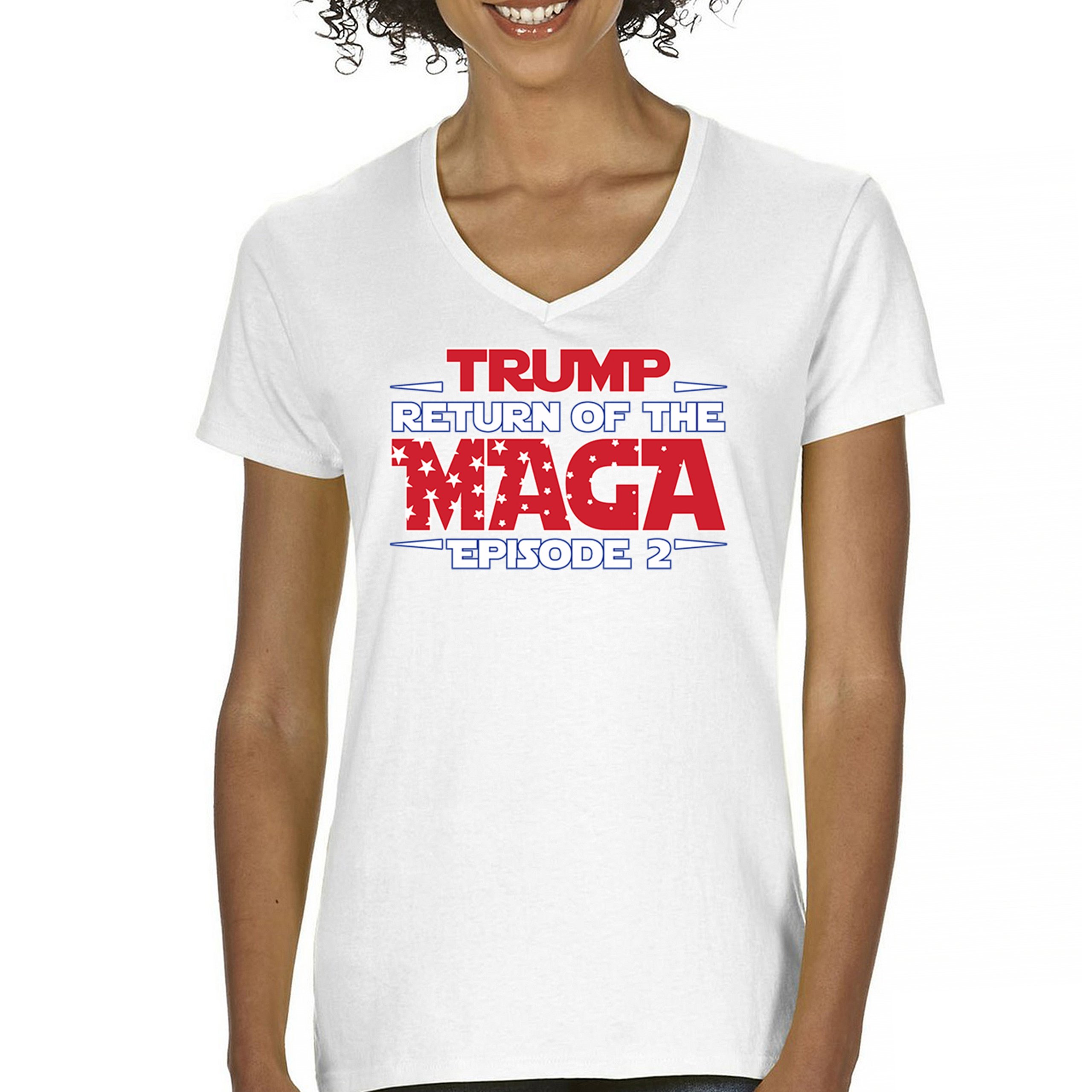 Trump Return of the MAGA Episode 2 Women's V-Neck T-shirt 47th President Tee - Picture 37 of 71