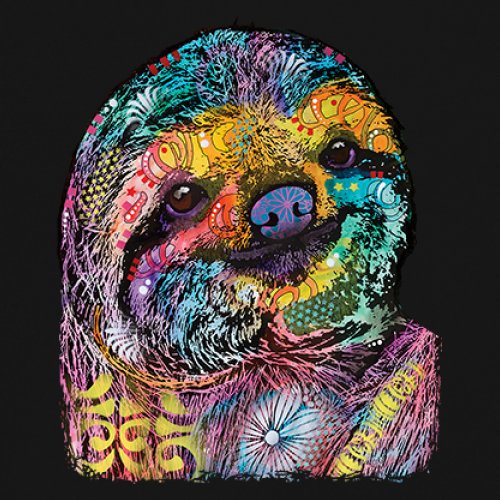 Dean Russo Cute Lazy Sloth Women's V-Neck T-shirt Funny Wild Life Colorful Tee