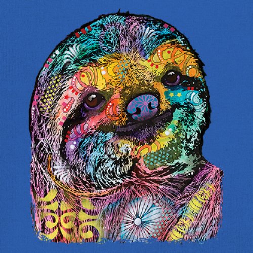 Dean Russo Cute Lazy Sloth Women's V-Neck T-shirt Funny Wild Life Colorful Tee