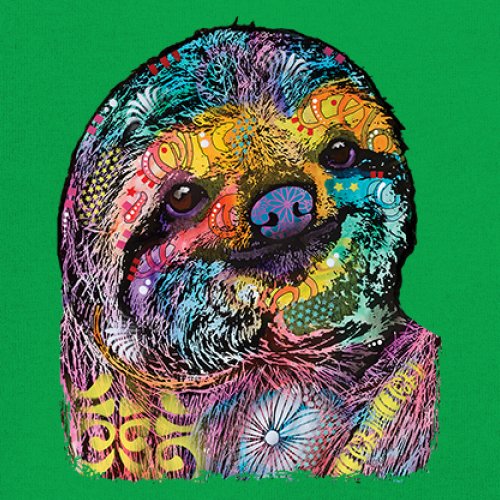 Dean Russo Cute Lazy Sloth Women's V-Neck T-shirt Funny Wild Life Colorful Tee