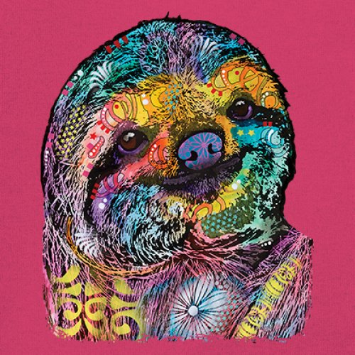 Dean Russo Cute Lazy Sloth Women's V-Neck T-shirt Funny Wild Life Colorful Tee