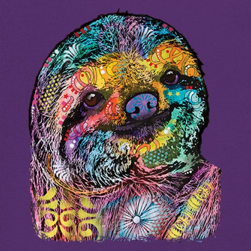 Dean Russo Cute Lazy Sloth Women's V-Neck T-shirt Funny Wild Life Colorful Tee