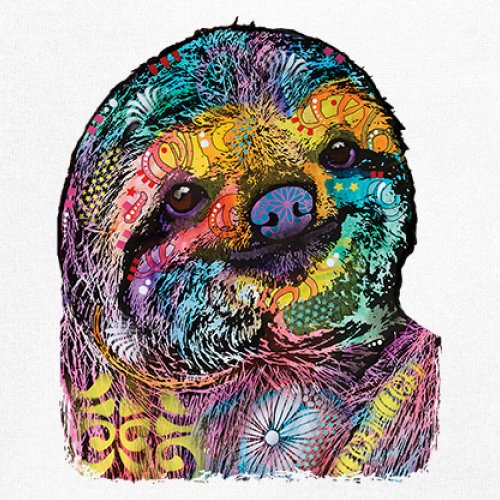 Dean Russo Cute Lazy Sloth Women's V-Neck T-shirt Funny Wild Life Colorful Tee