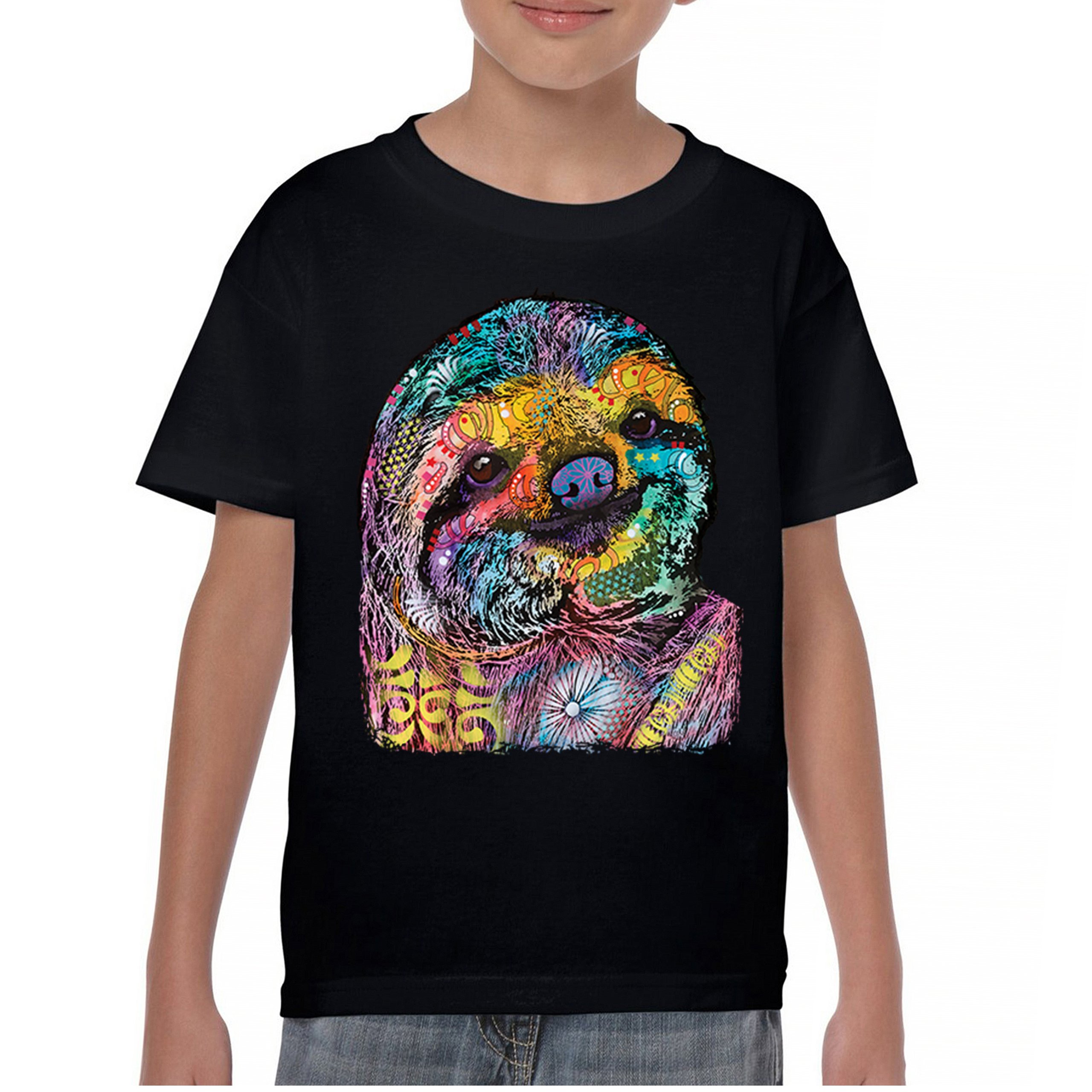 Dean Russo Cute Lazy Sloth Youth T-shirt Funny Wild Life Colorful