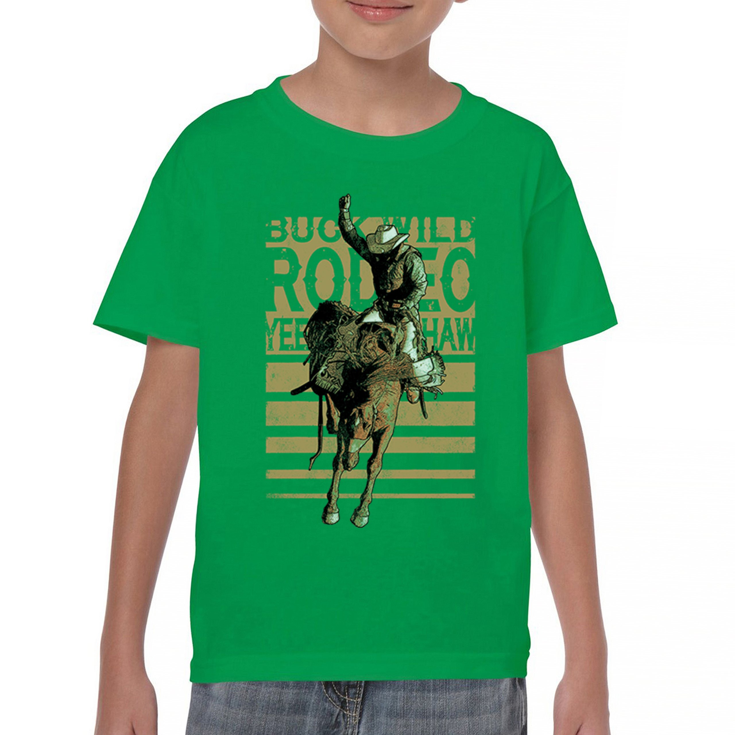 Bronc Riding Cowboy Rodeo Youth T-shirt Western Horseback Rider Kids - Picture 30 of 50