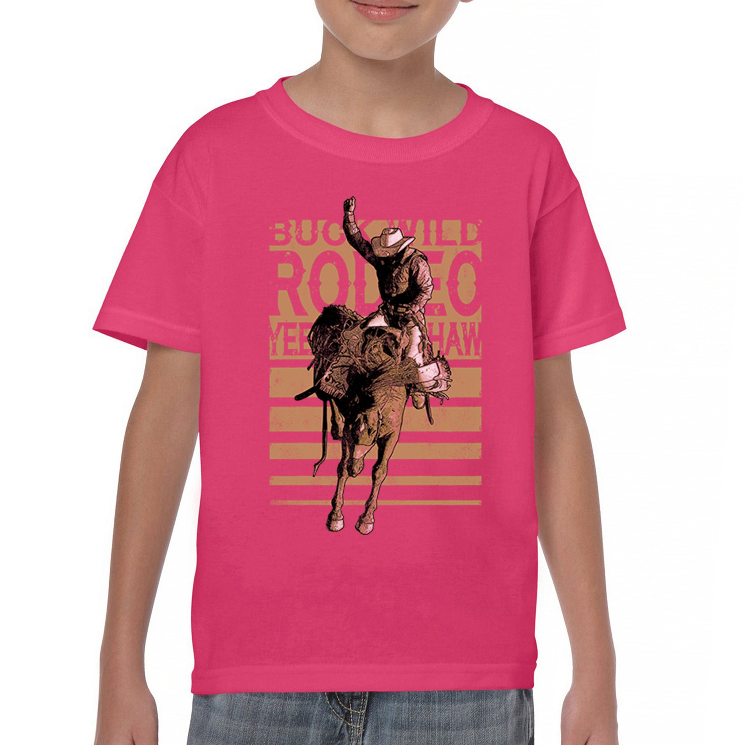 Bronc Riding Cowboy Rodeo Youth T-shirt Western Horseback Rider Kids - Picture 44 of 50