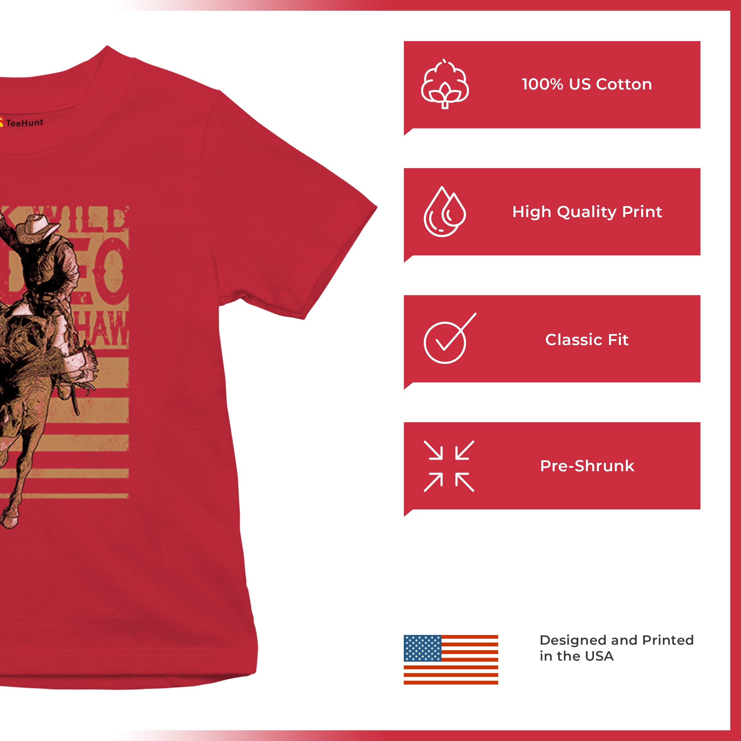 Bronc Riding Cowboy Rodeo Youth T-shirt Western Horseback Rider Kids - Picture 21 of 50