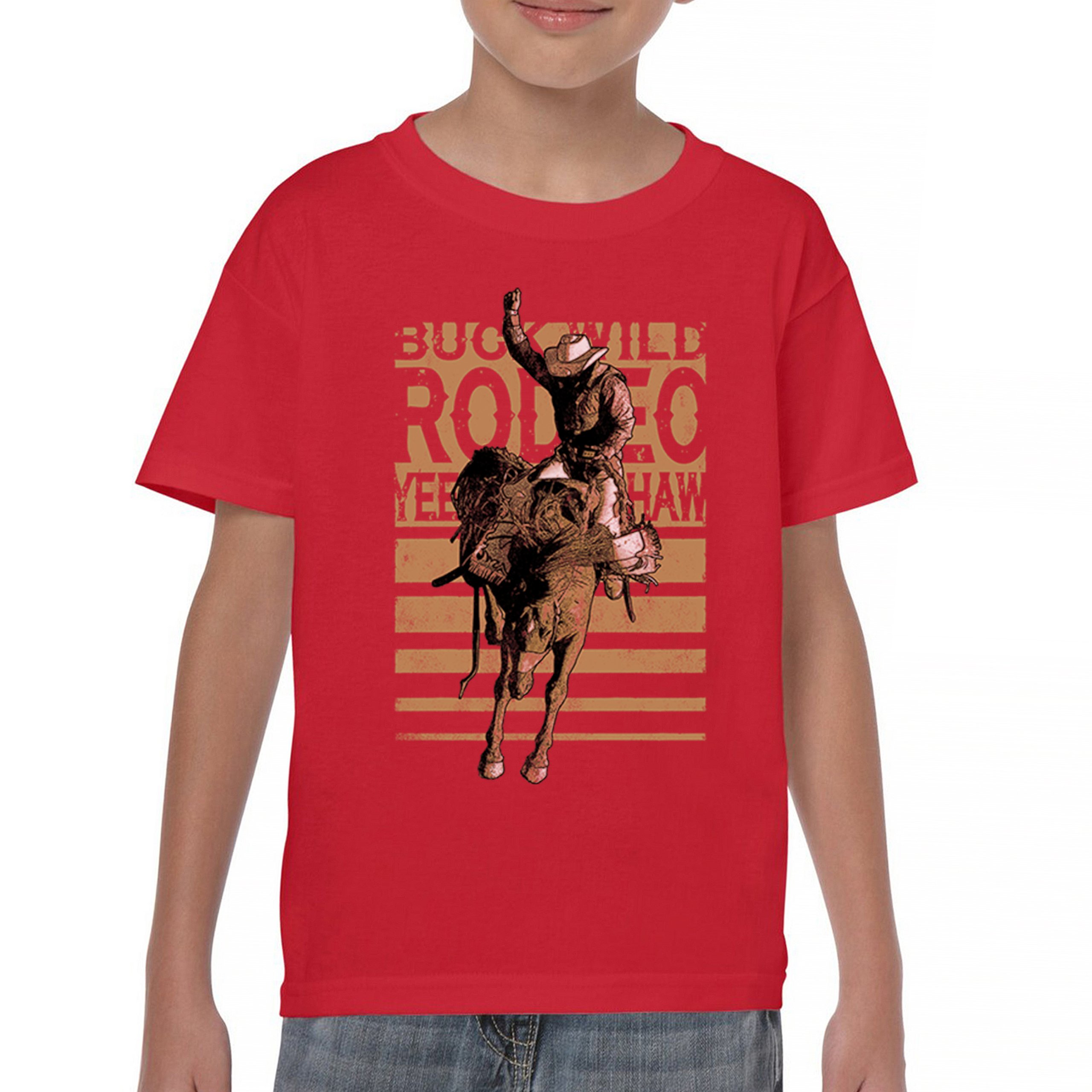 Bronc Riding Cowboy Rodeo Youth T-shirt Western Horseback Rider Kids - Picture 16 of 50