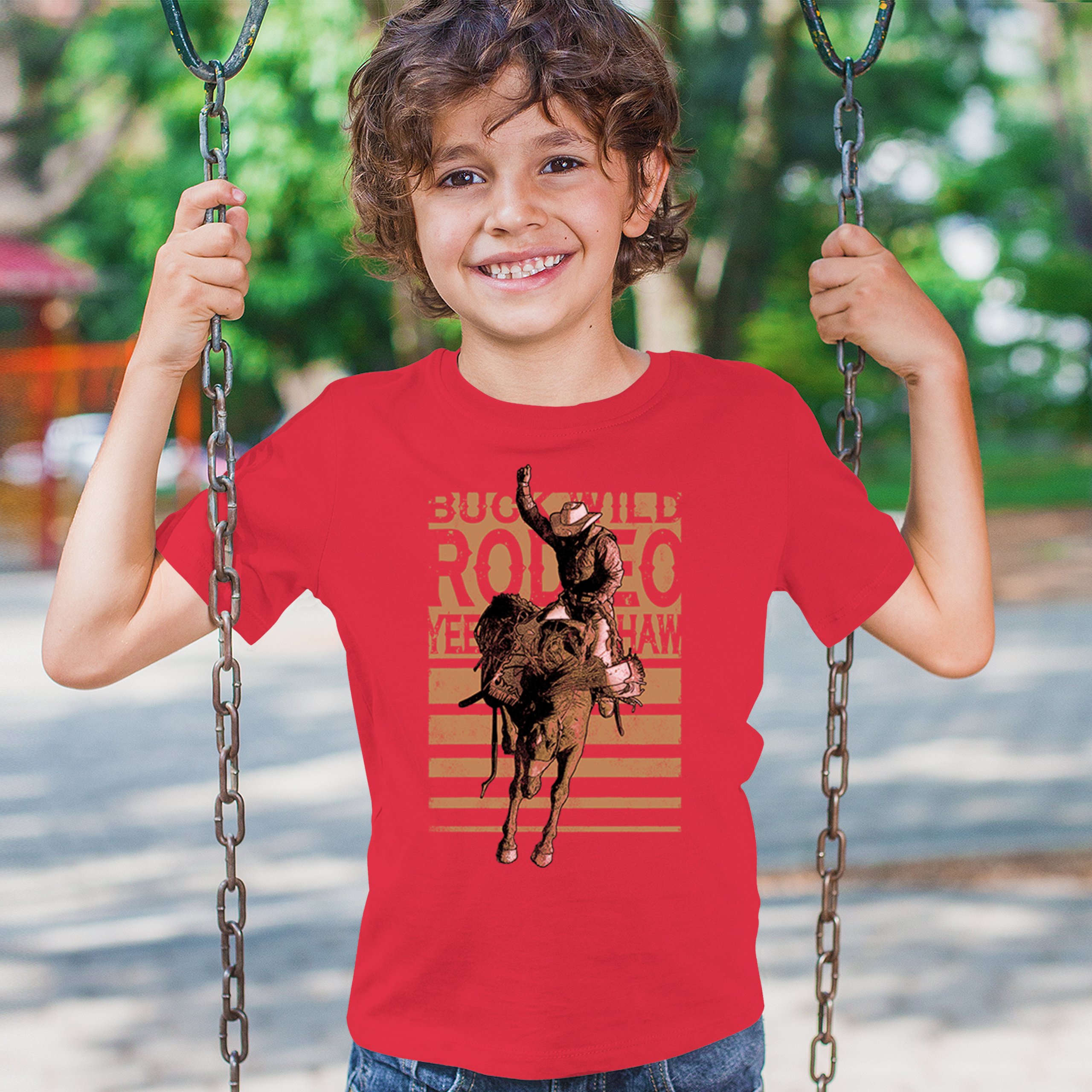 Bronc Riding Cowboy Rodeo Youth T-shirt Western Horseback Rider Kids - Picture 19 of 50