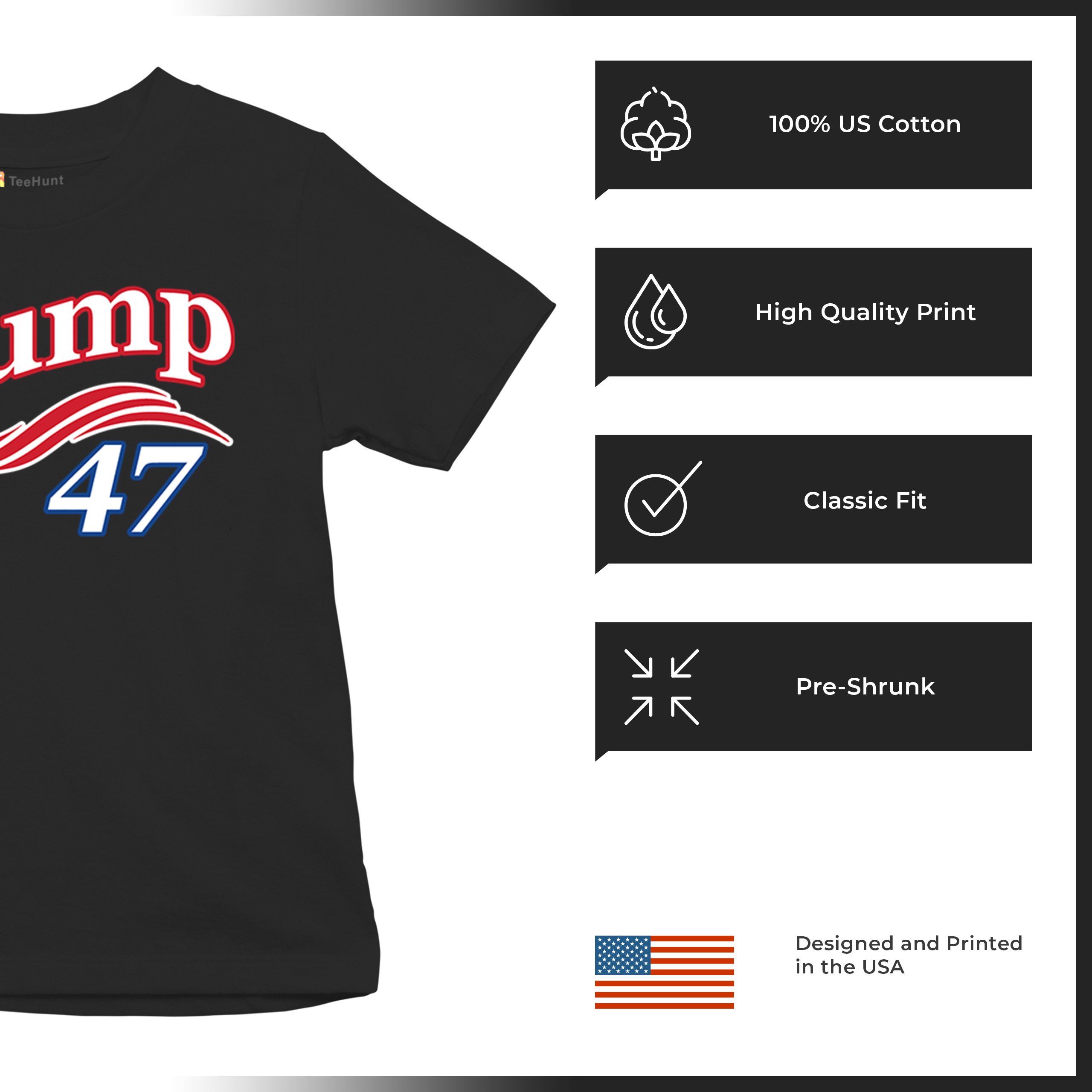 Trump 47 Star Youth T-shirt 47th President Elect JD Vance MAGA 2024 Fight Kids - Picture 14 of 50