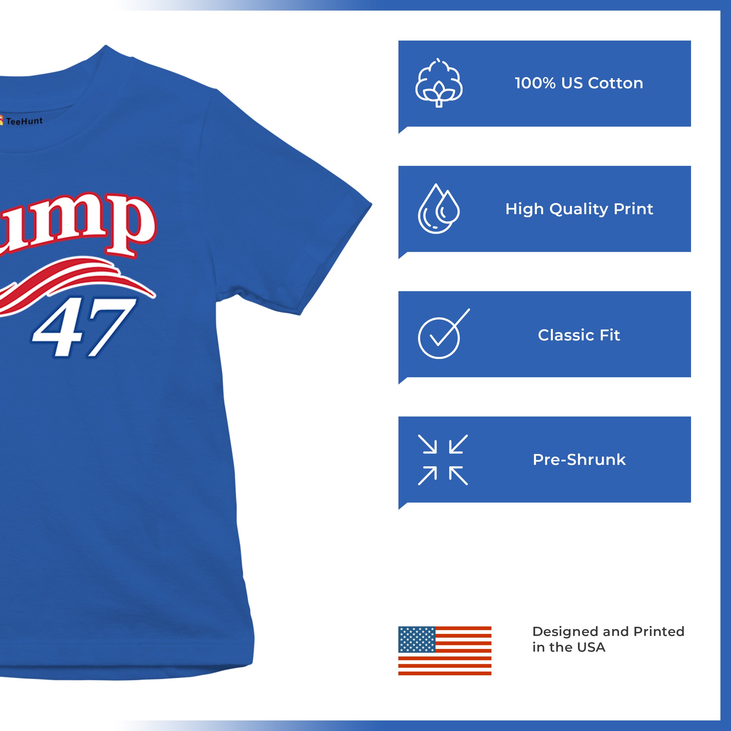 Trump 47 Star Youth T-shirt 47th President Elect JD Vance MAGA 2024 Fight Kids - Picture 42 of 50