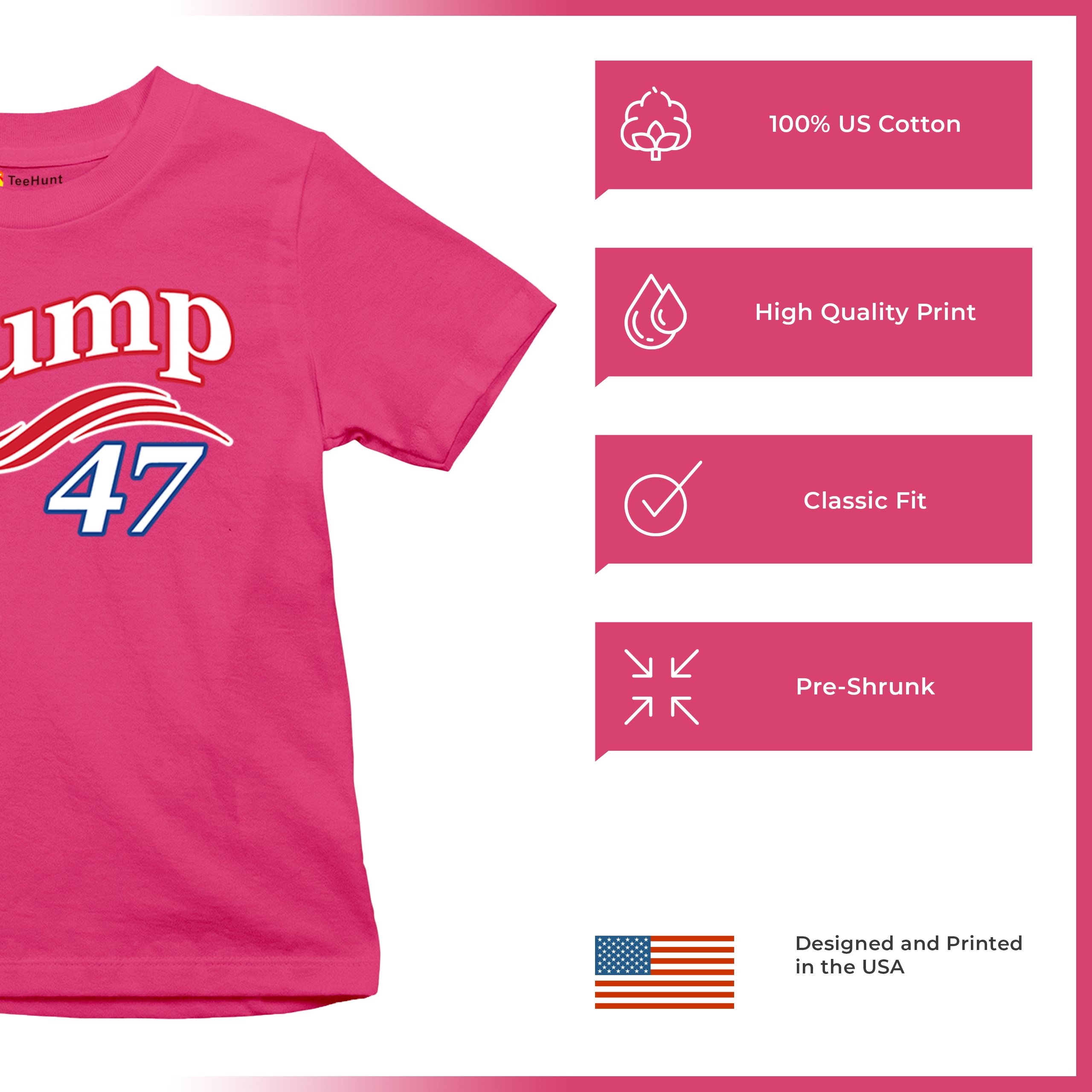 Trump 47 Star Youth T-shirt 47th President Elect JD Vance MAGA 2024 Fight Kids - Picture 49 of 50