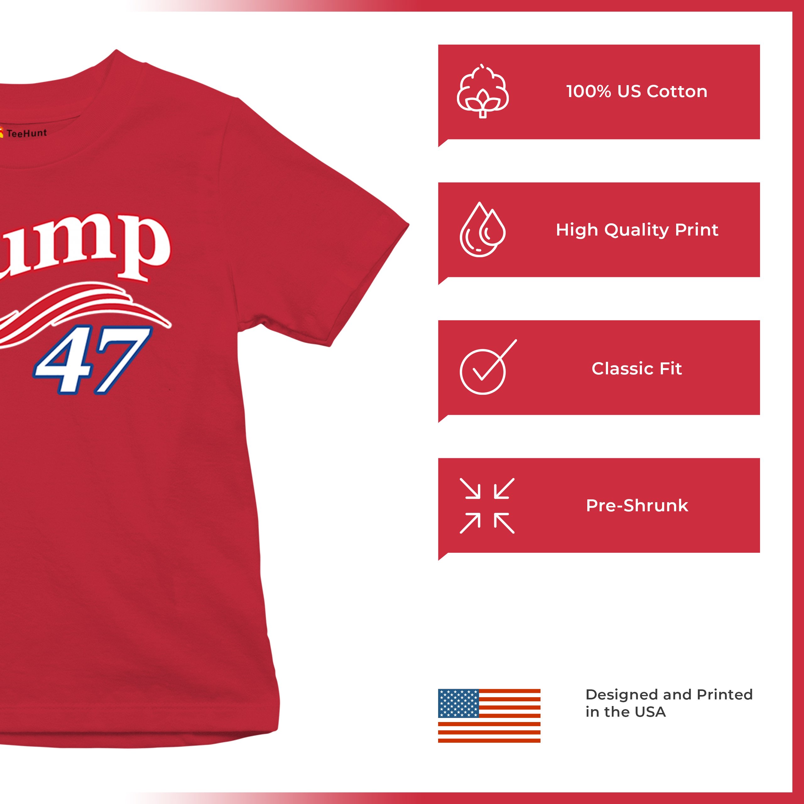 Trump 47 Star Youth T-shirt 47th President Elect JD Vance MAGA 2024 Fight Kids - Picture 7 of 50