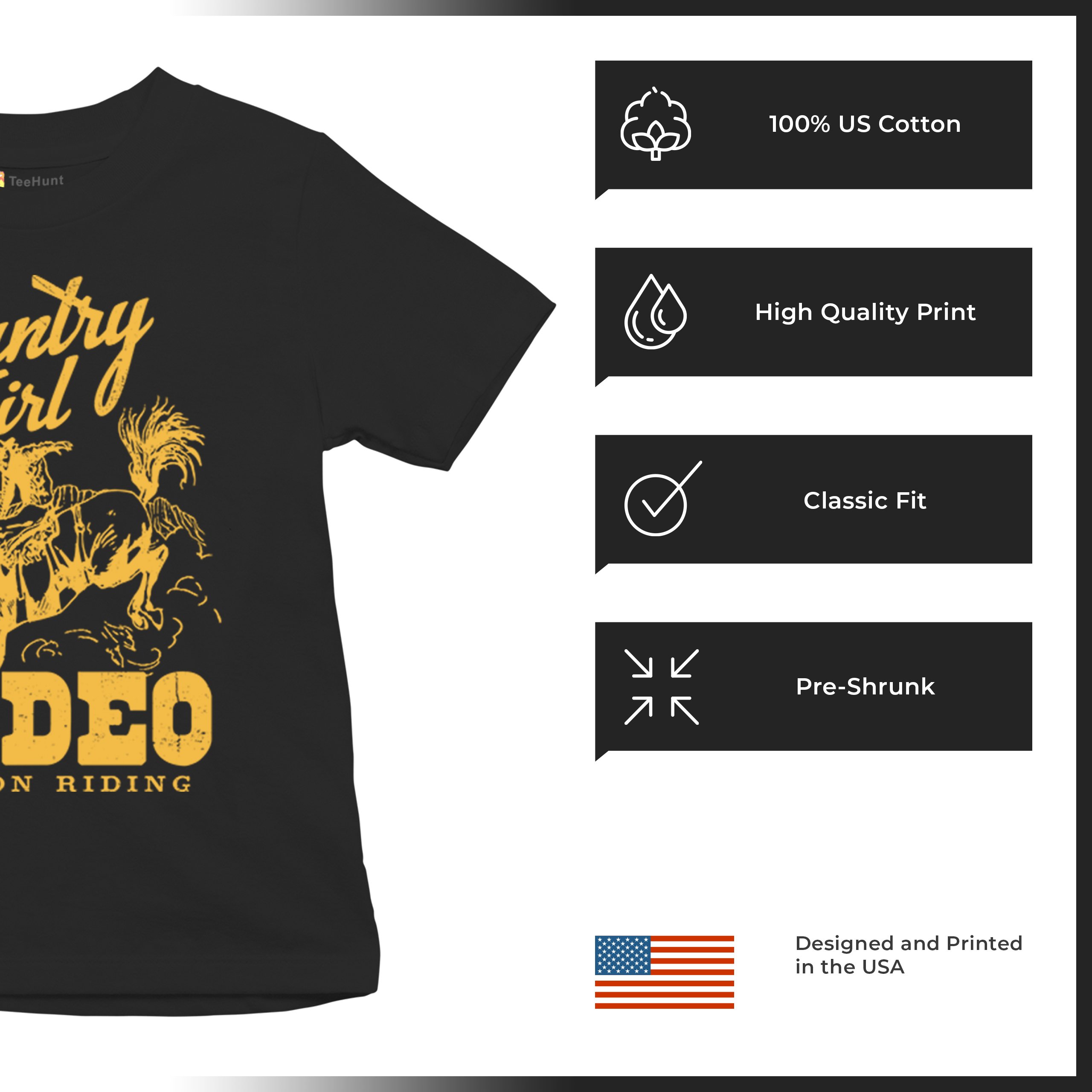 Country Girl Rodeo Youth T-shirt Keep On Riding Western Cowgirl Kids - Picture 7 of 50