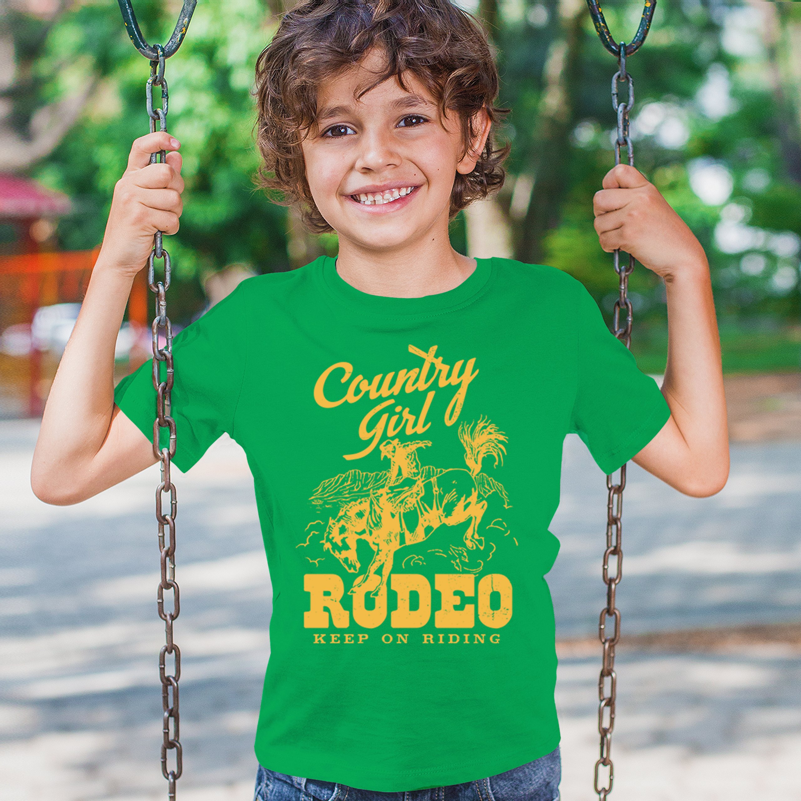 Country Girl Rodeo Youth T-shirt Keep On Riding Western Cowgirl Kids - Picture 33 of 50
