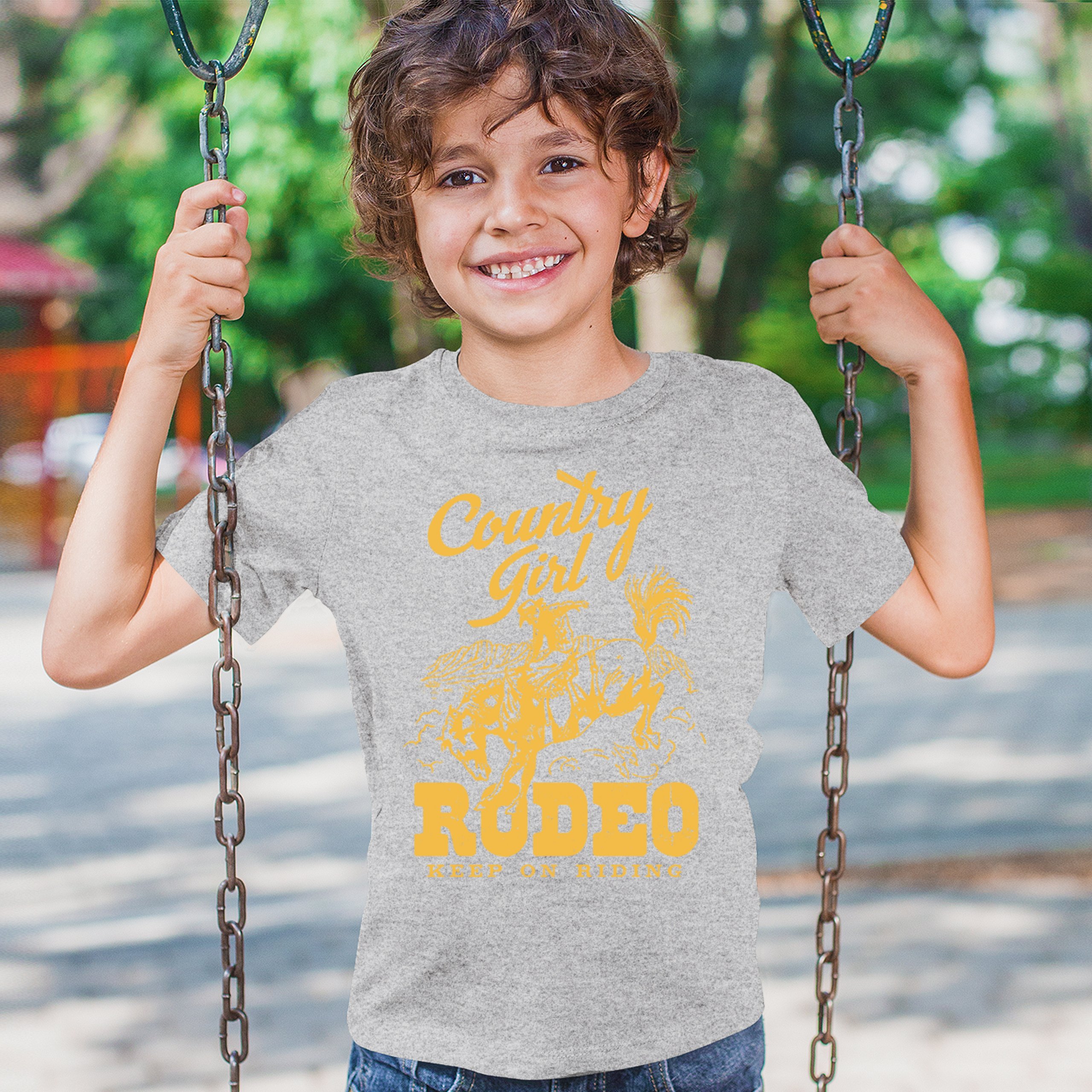 Country Girl Rodeo Youth T-shirt Keep On Riding Western Cowgirl Kids - Picture 12 of 50