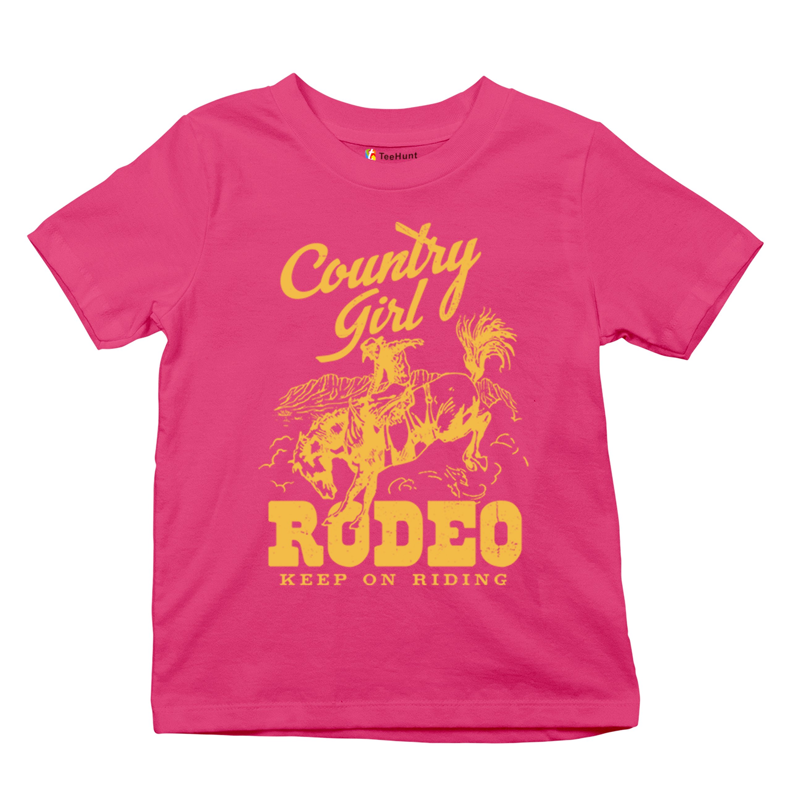 Country Girl Rodeo Youth T-shirt Keep On Riding Western Cowgirl Kids - Picture 48 of 50