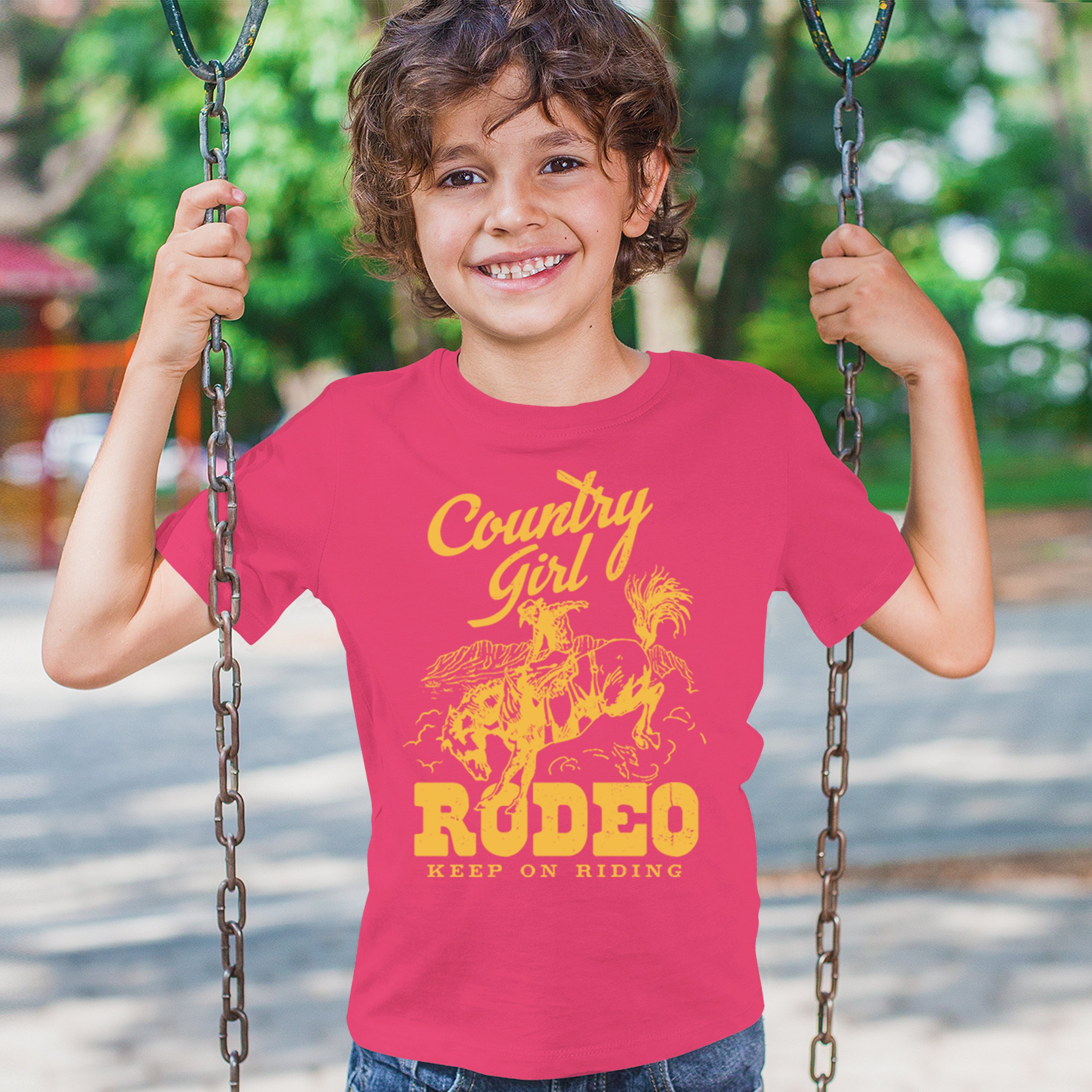 Country Girl Rodeo Youth T-shirt Keep On Riding Western Cowgirl Kids - Picture 47 of 50