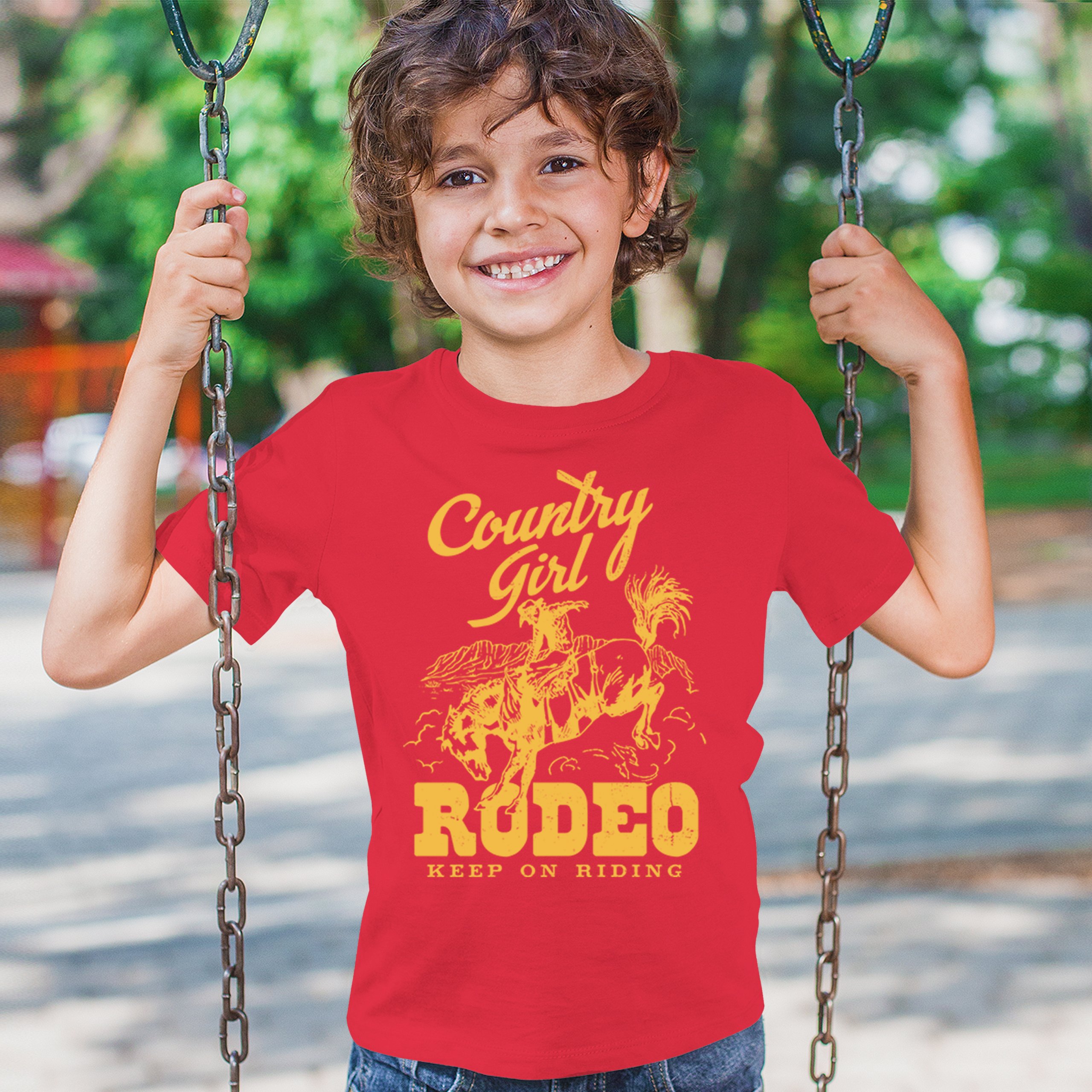 Country Girl Rodeo Youth T-shirt Keep On Riding Western Cowgirl Kids - Picture 19 of 50