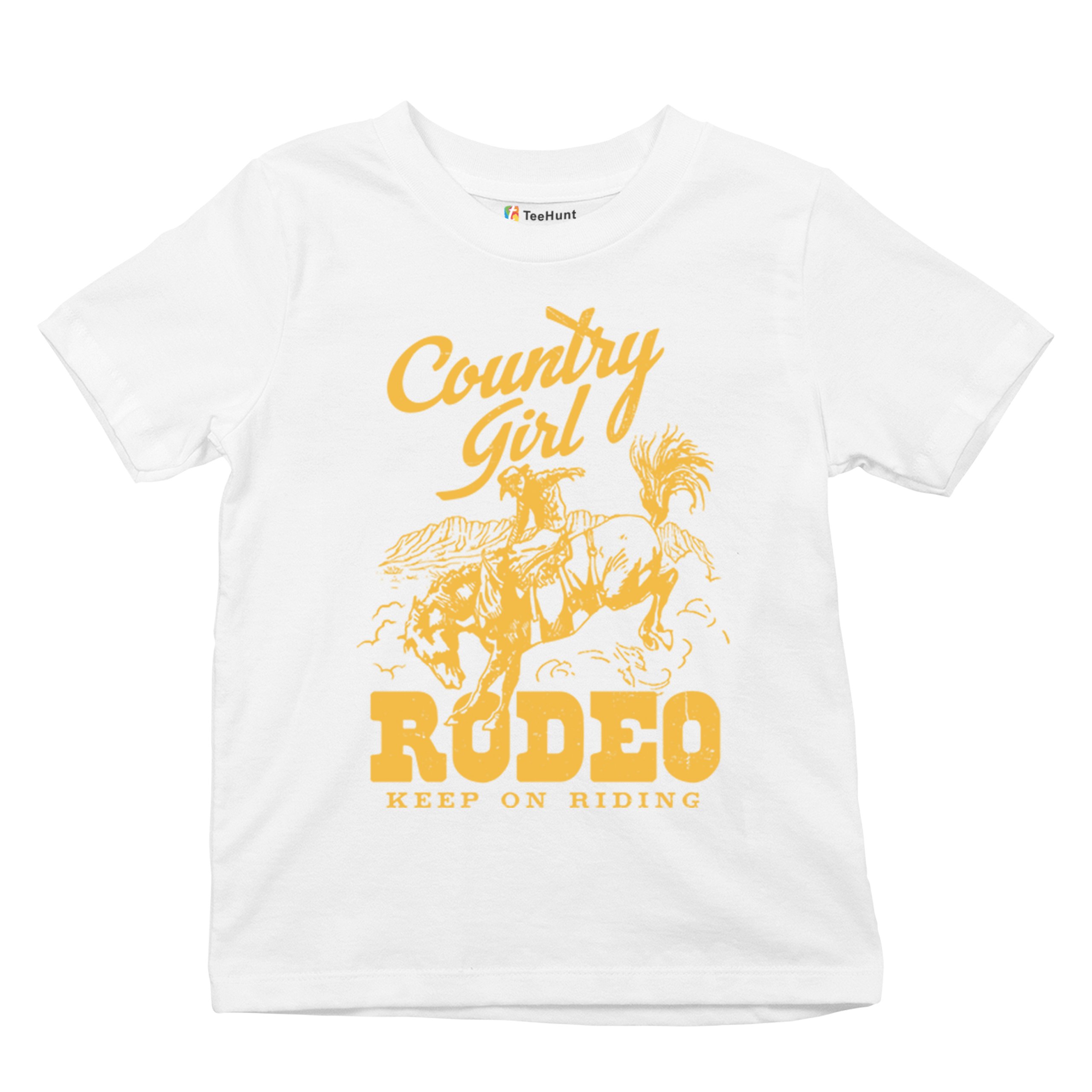 Country Girl Rodeo Youth T-shirt Keep On Riding Western Cowgirl Kids - Picture 27 of 50