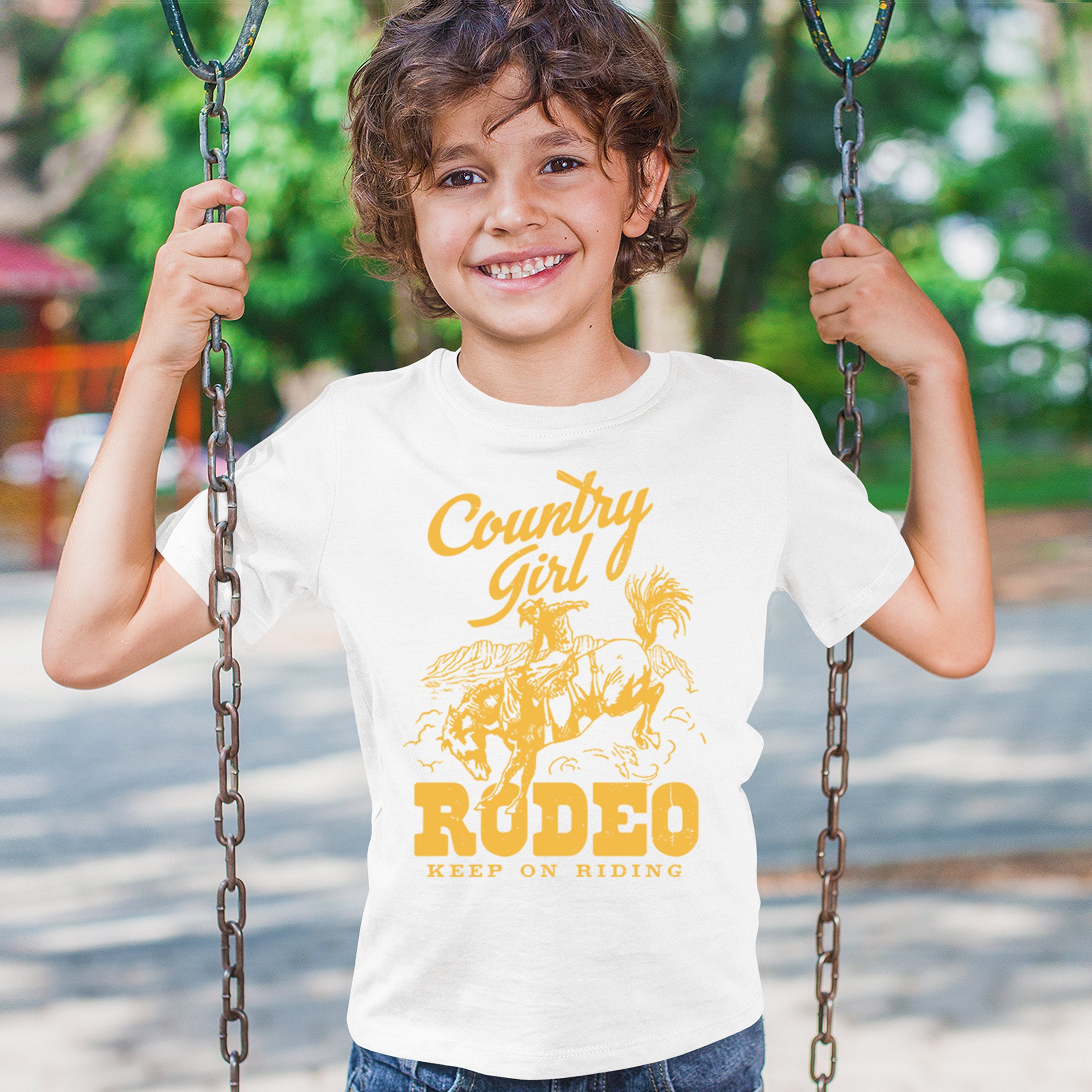 Country Girl Rodeo Youth T-shirt Keep On Riding Western Cowgirl Kids - Picture 26 of 50