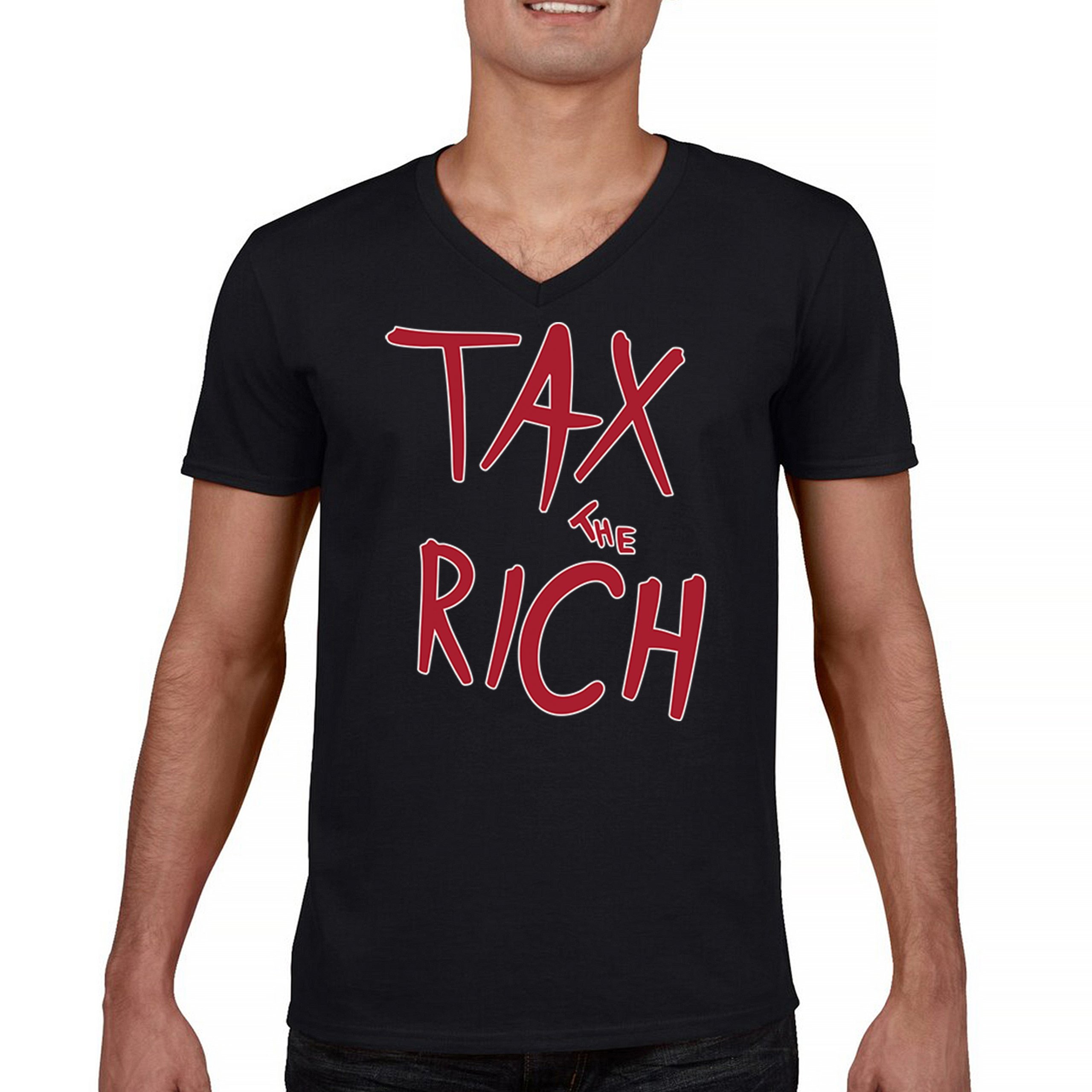 ALTRA T shirt uomo scollo a V Tax The Rich antitrump protesta liberale politica sociale